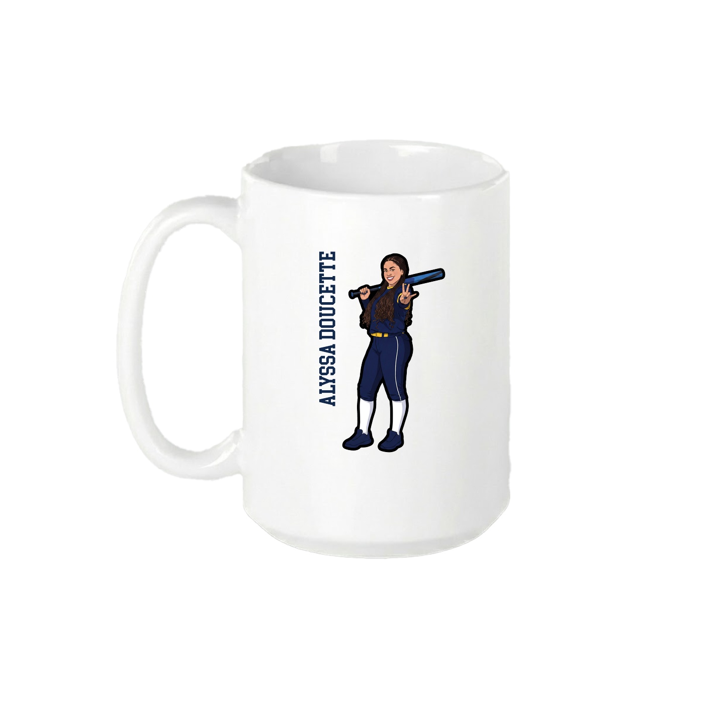 15oz Coffee Mug — Name Vertical in White
