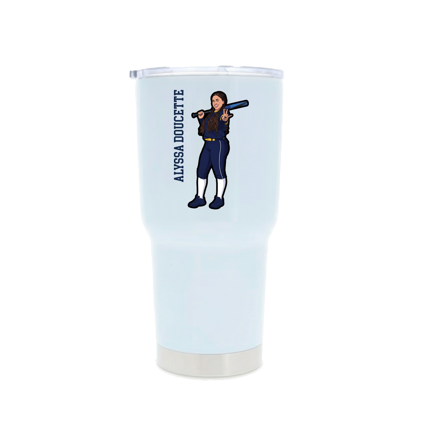 30oz Stainless Steel Tumbler — Name Vertical in White