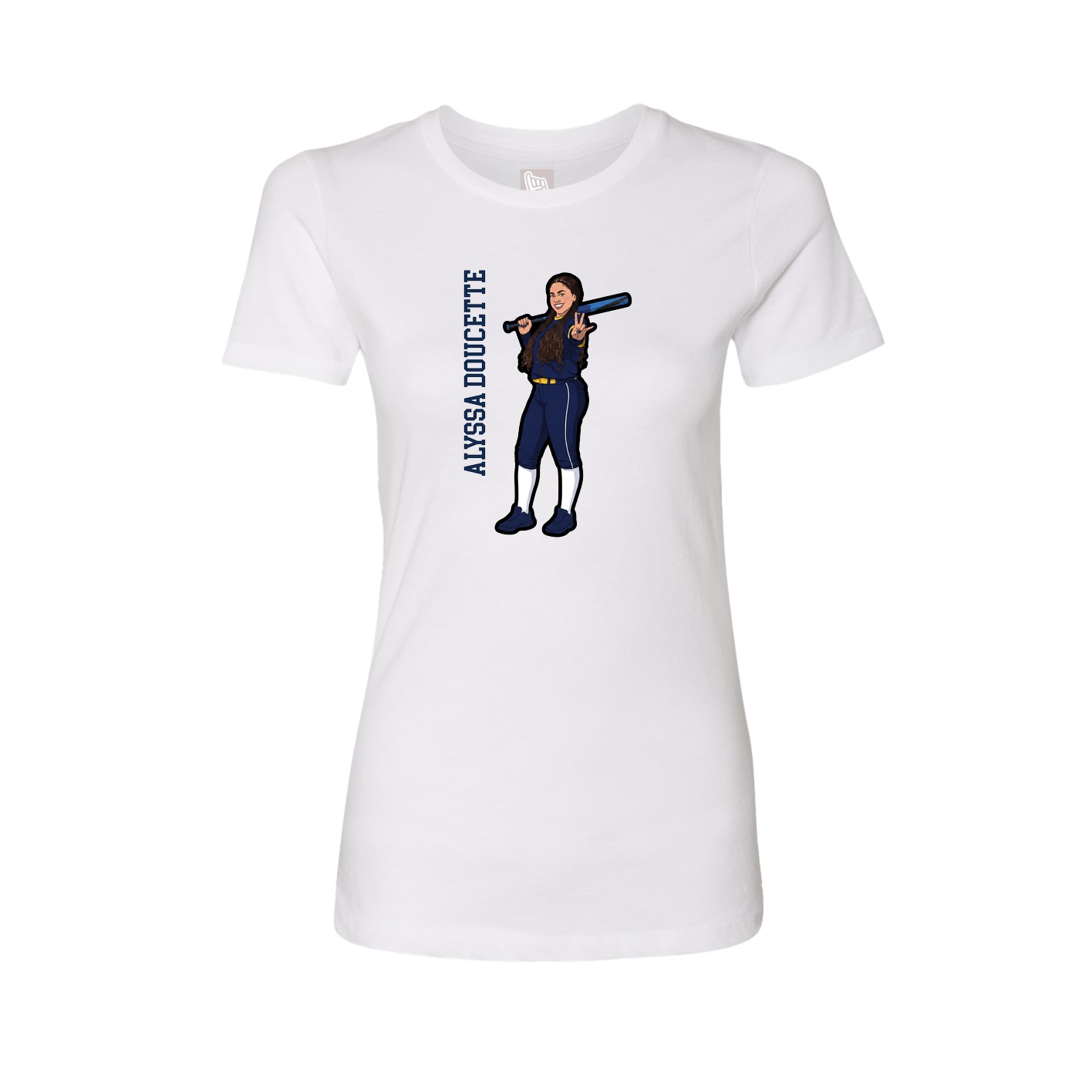 Fitted Women's Tee — Name Vertical in White