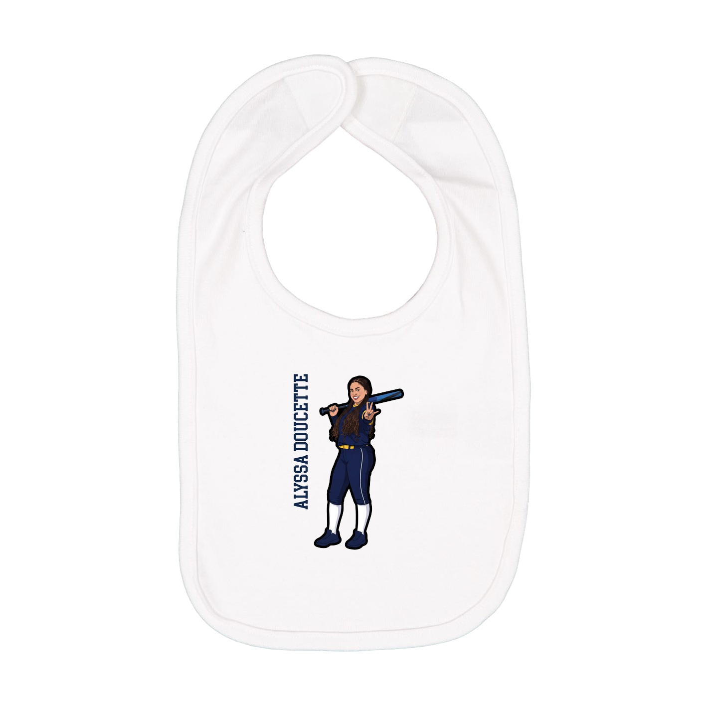 Infant Bib — Name Vertical in White