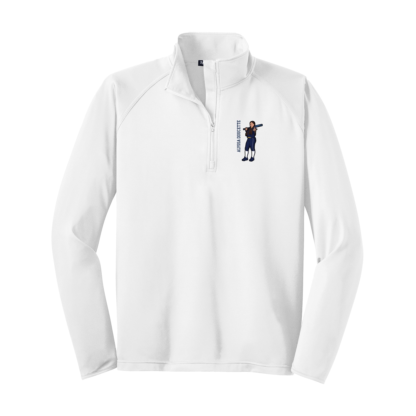 Q-Zip Pullover — Name Vertical in White