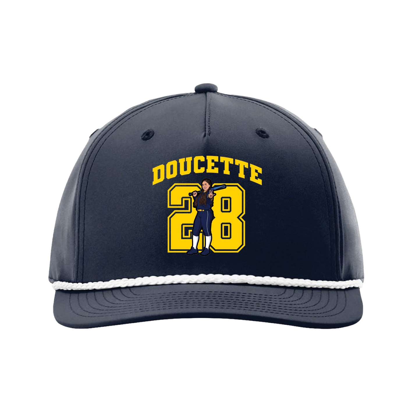 Five-Panel Classic Rope Cap — Number in Navy