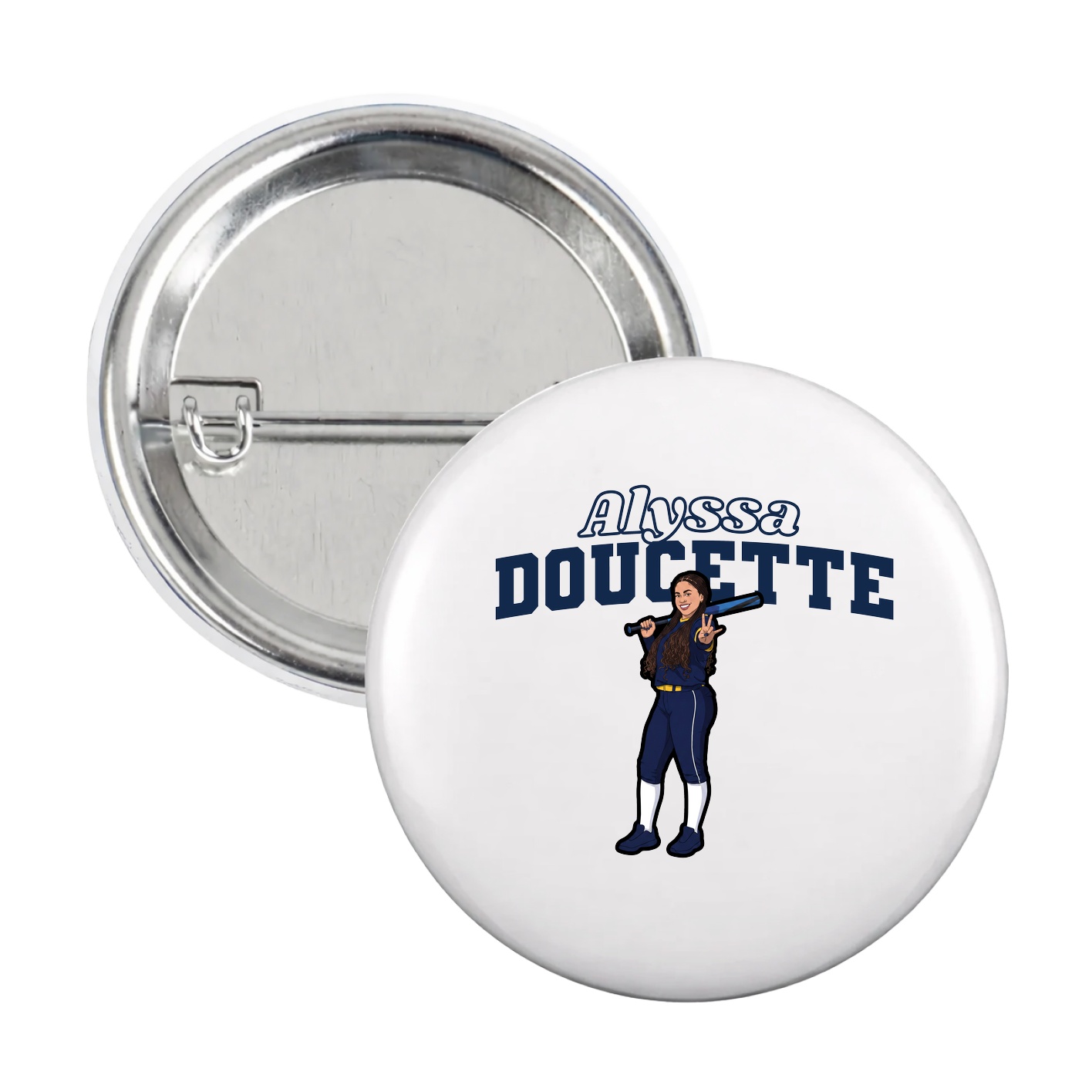Game Day Button — Name Arch in White