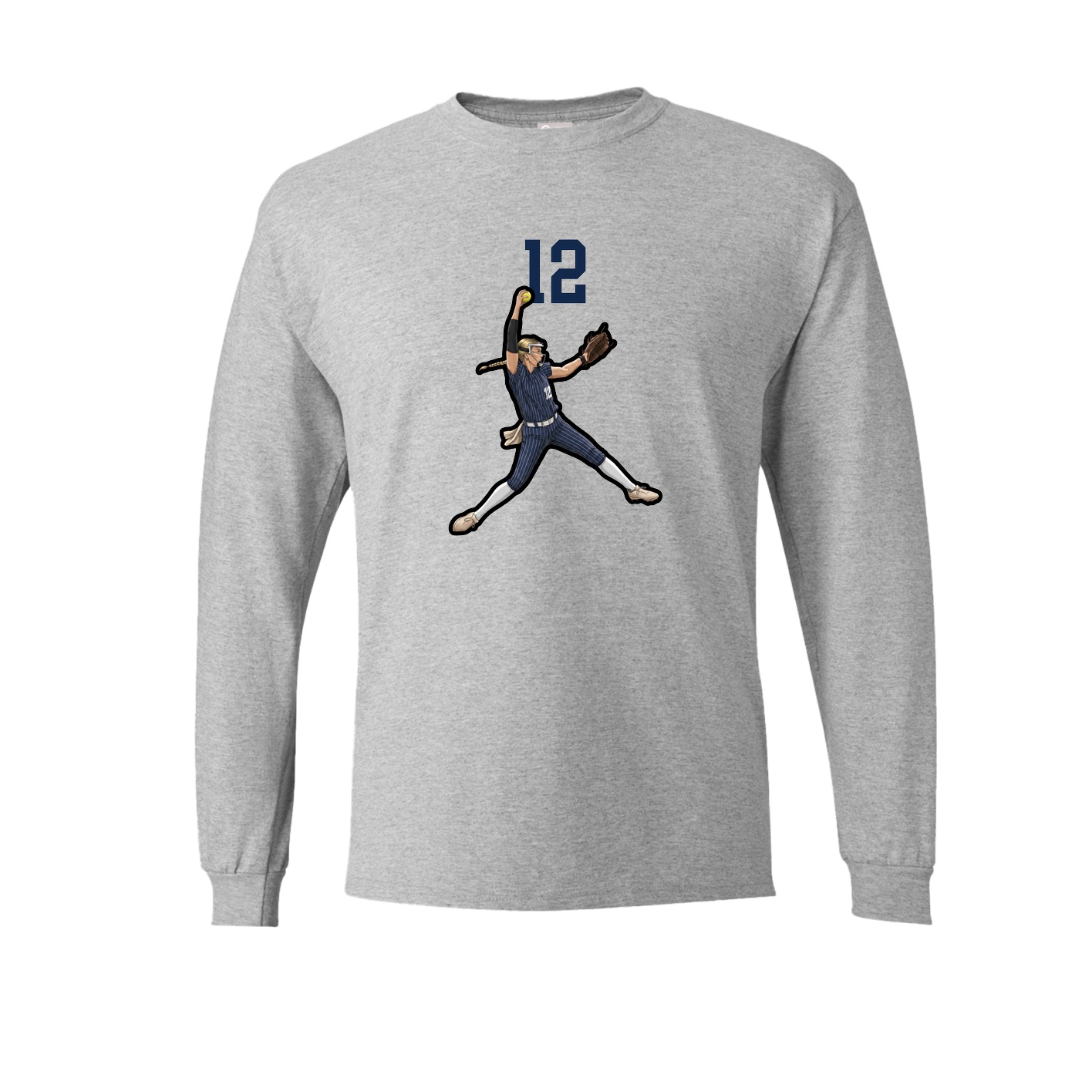 Long Sleeve Tee — Number Top in Grey