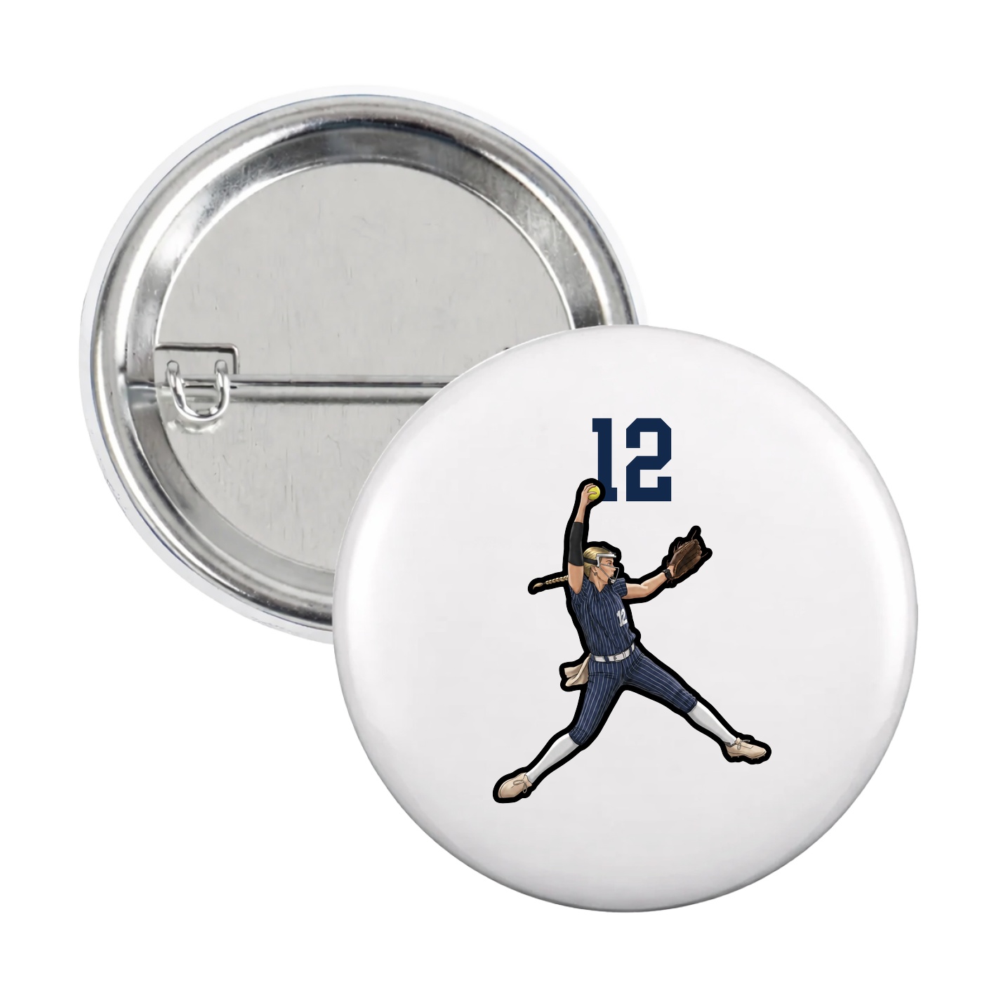 Game Day Button — Number Top in White