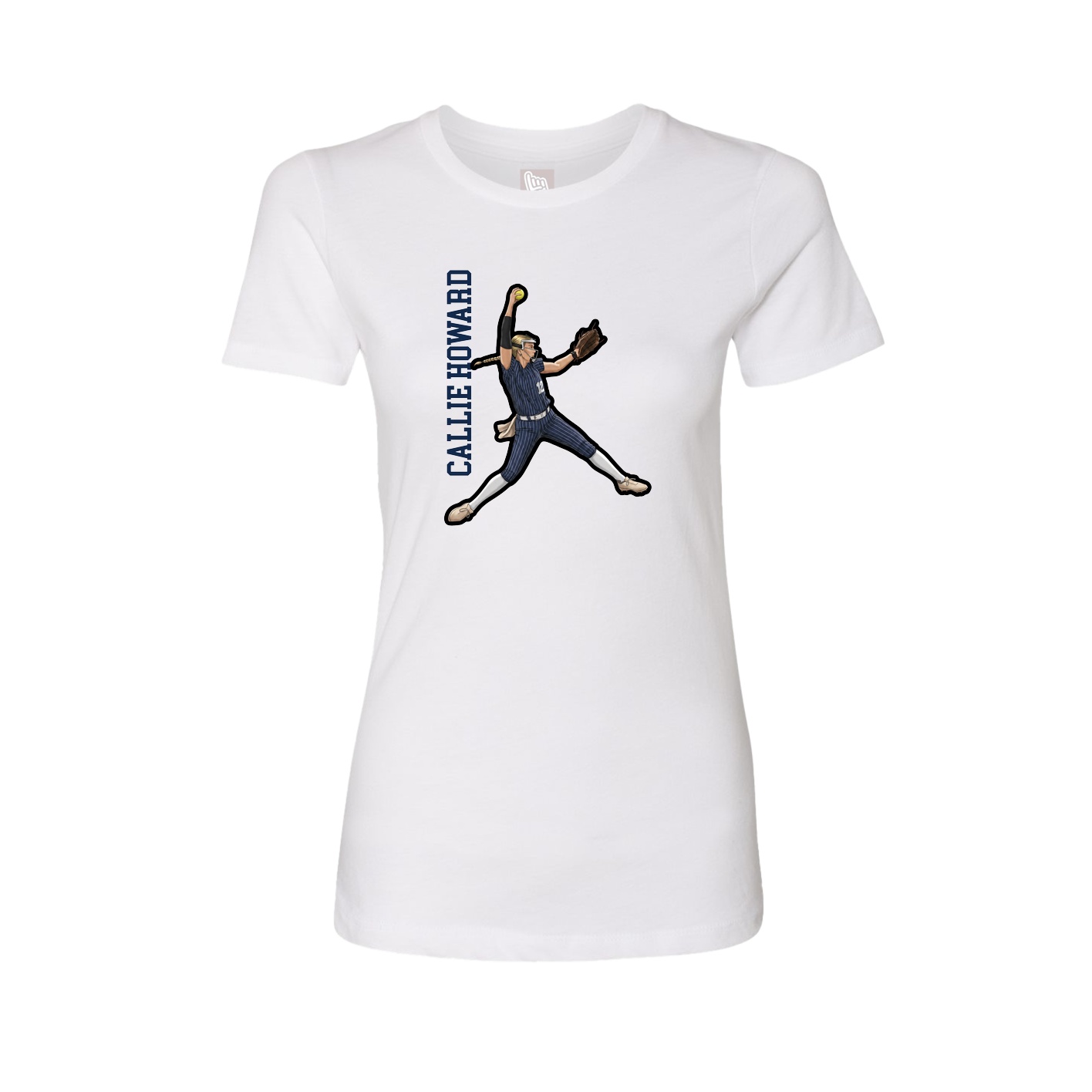 Fitted Women's Tee — Name Vertical in White