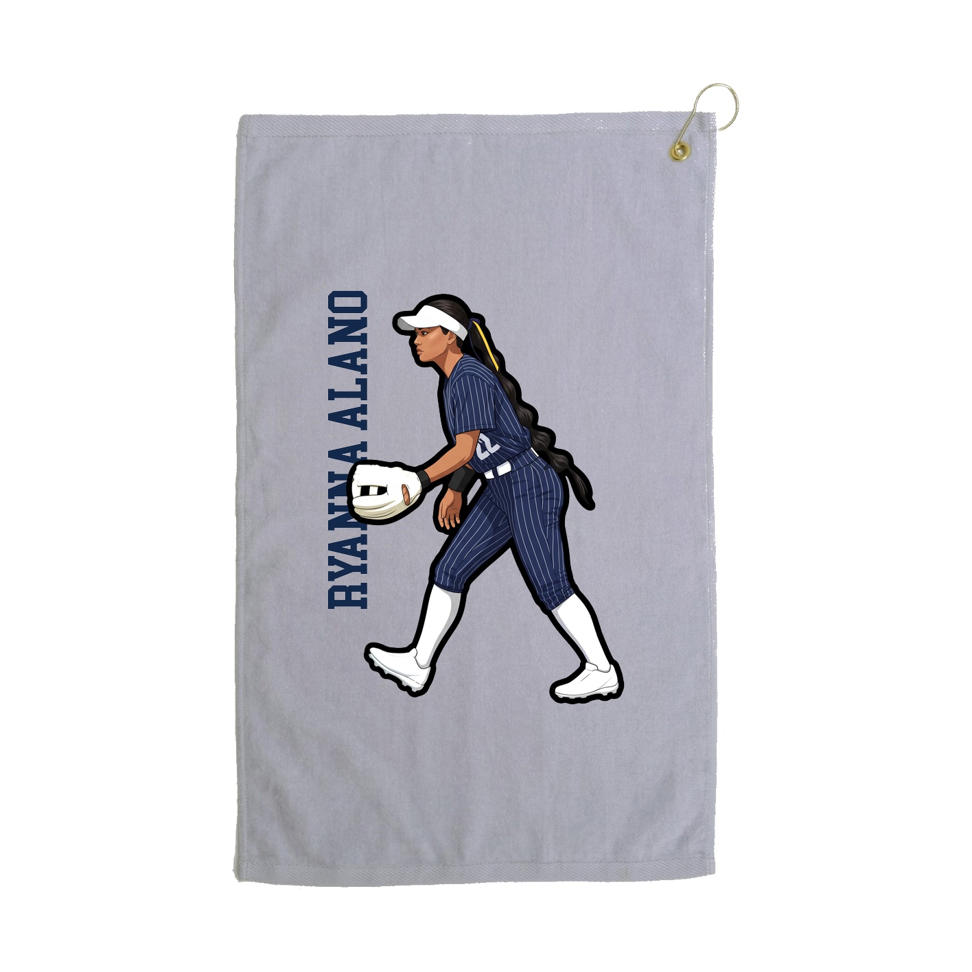 Golf Towel — Name Vertical in Grey