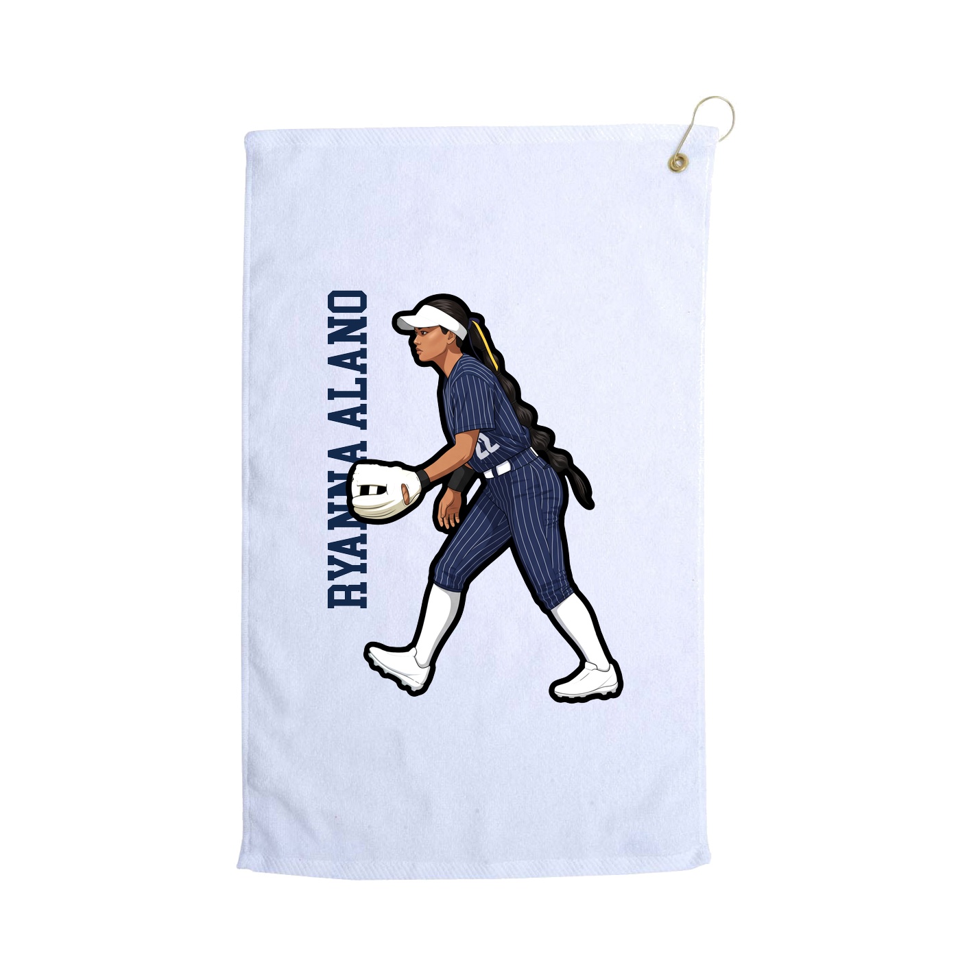 Golf Towel — Name Vertical in White