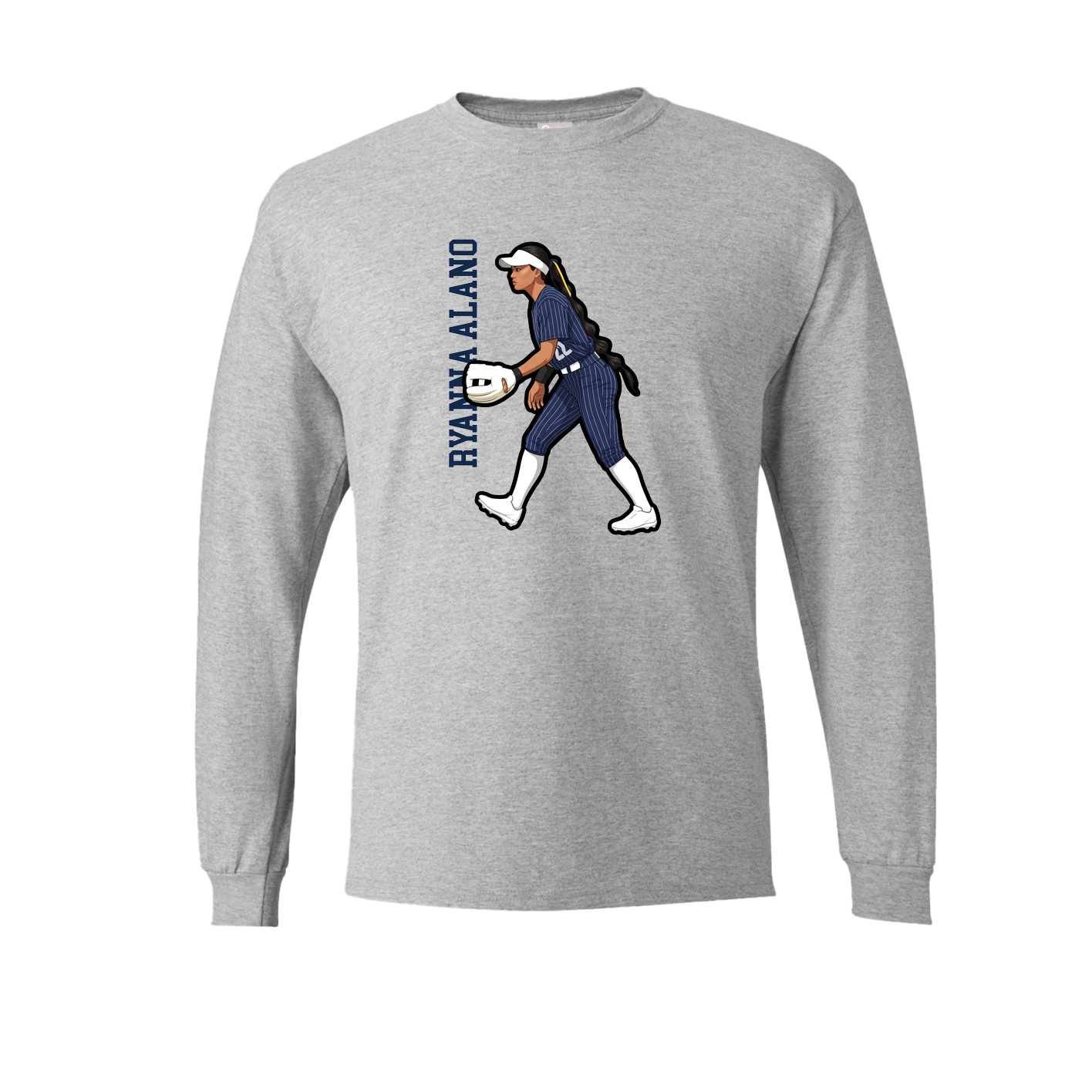 Long Sleeve Tee — Name Vertical in Grey