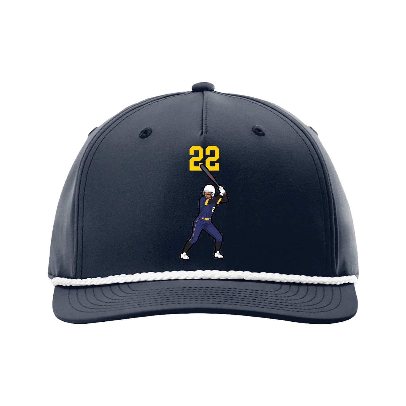 Five-Panel Classic Rope Cap — Number Top in Navy