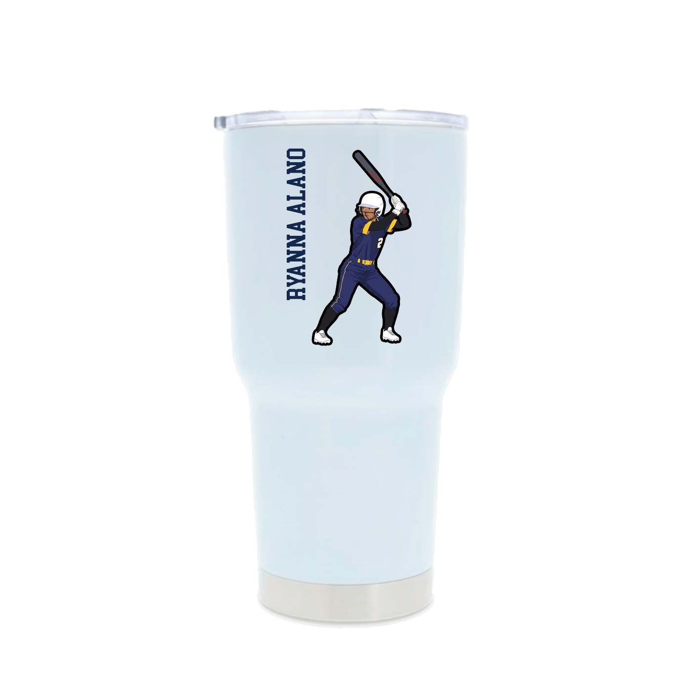 30oz Stainless Steel Tumbler — Name Vertical in White