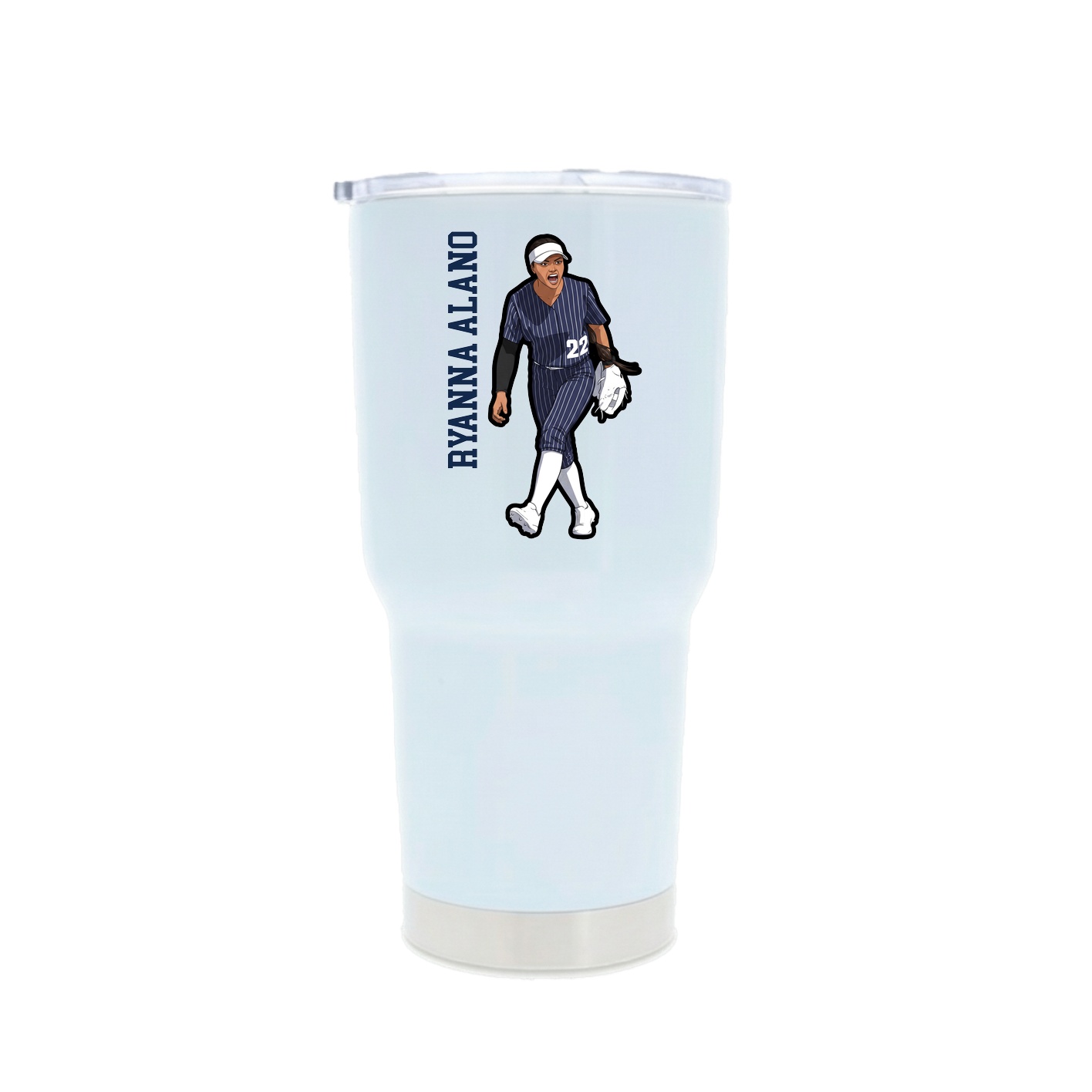 30oz Stainless Steel Tumbler — Name Vertical in White
