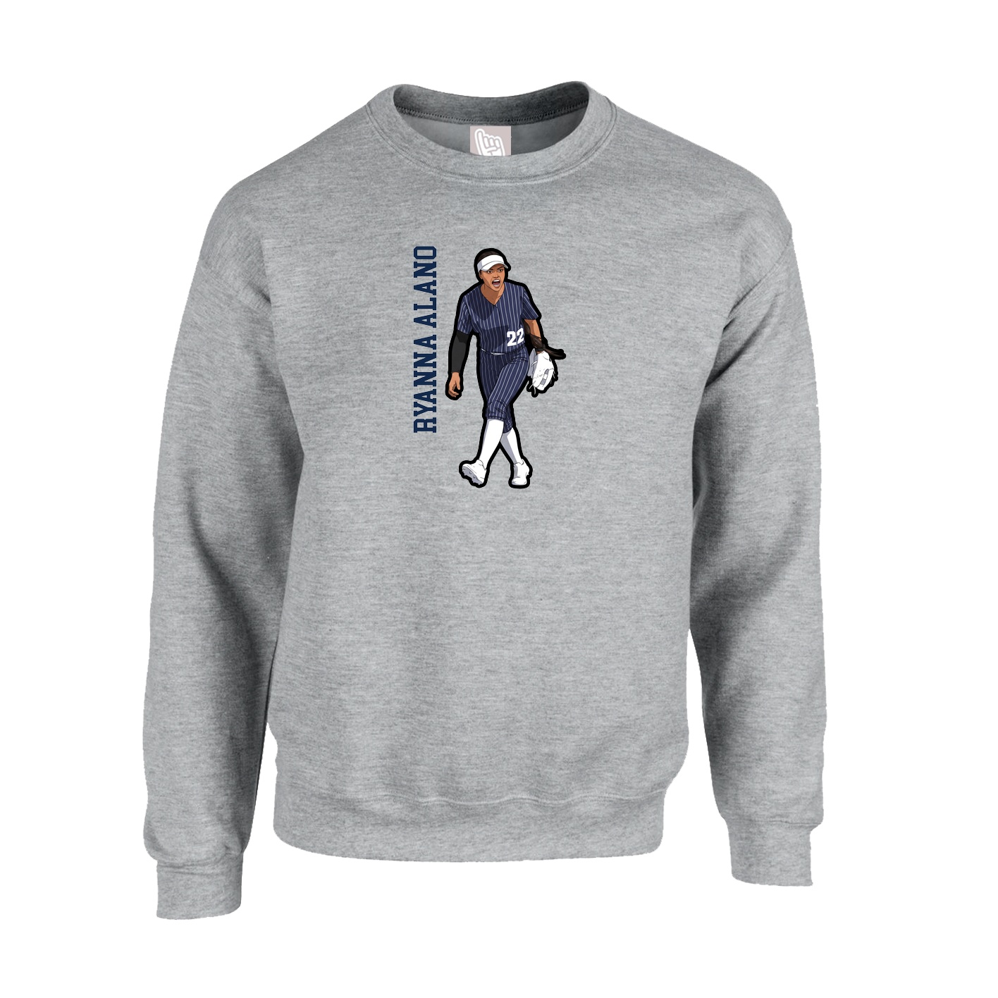 Fleece Crew — Name Vertical in Grey