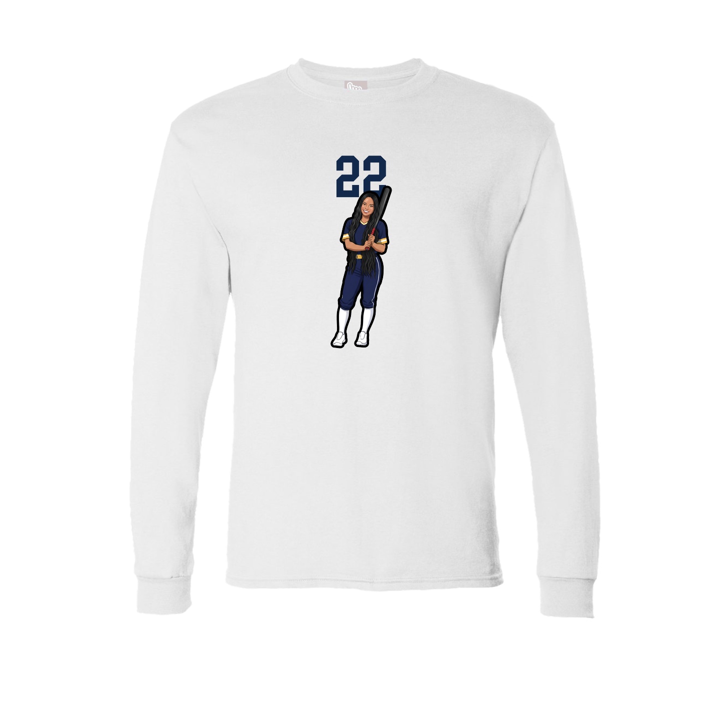 Long Sleeve Tee — Number Top in White