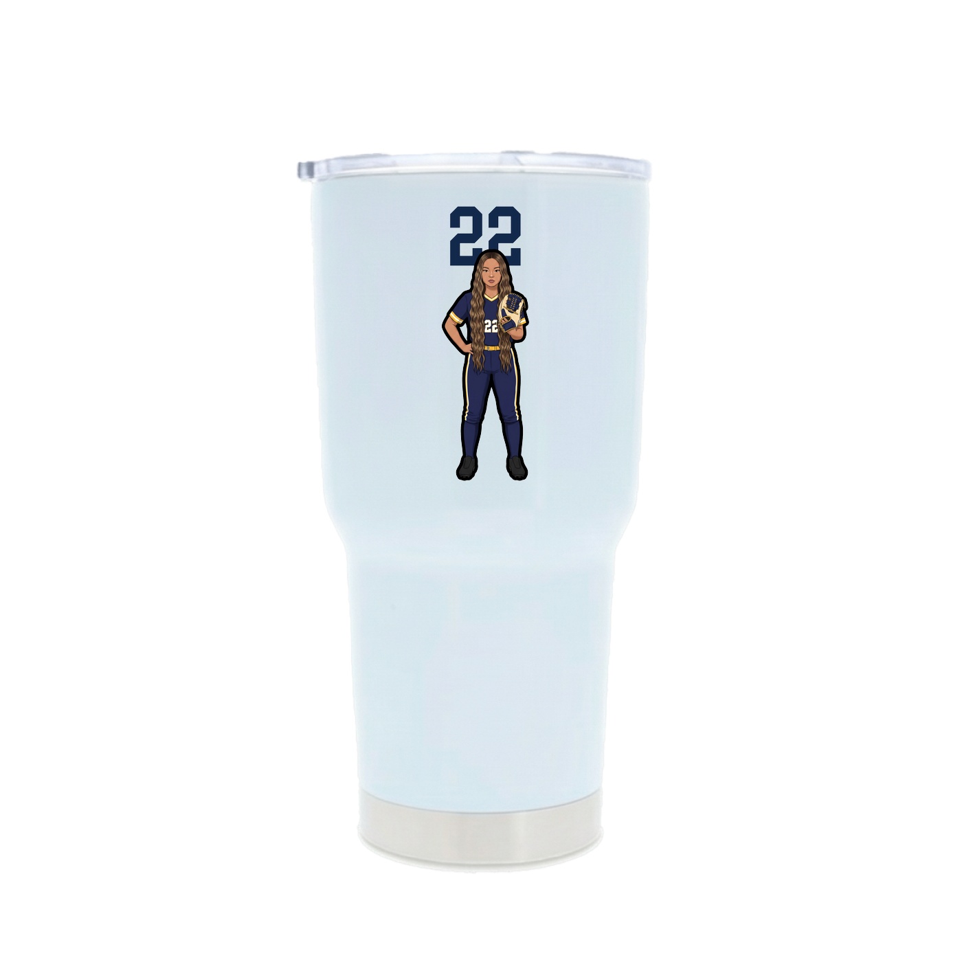 30oz Stainless Steel Tumbler — Number Top in White