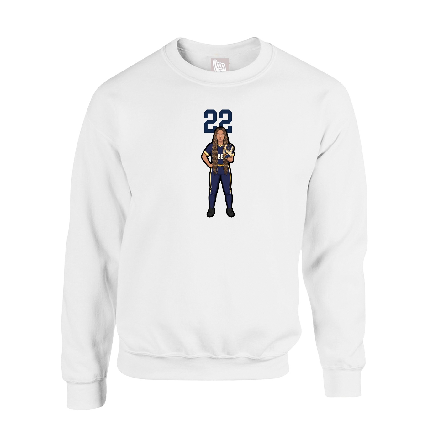 Fleece Crew — Number Top in White