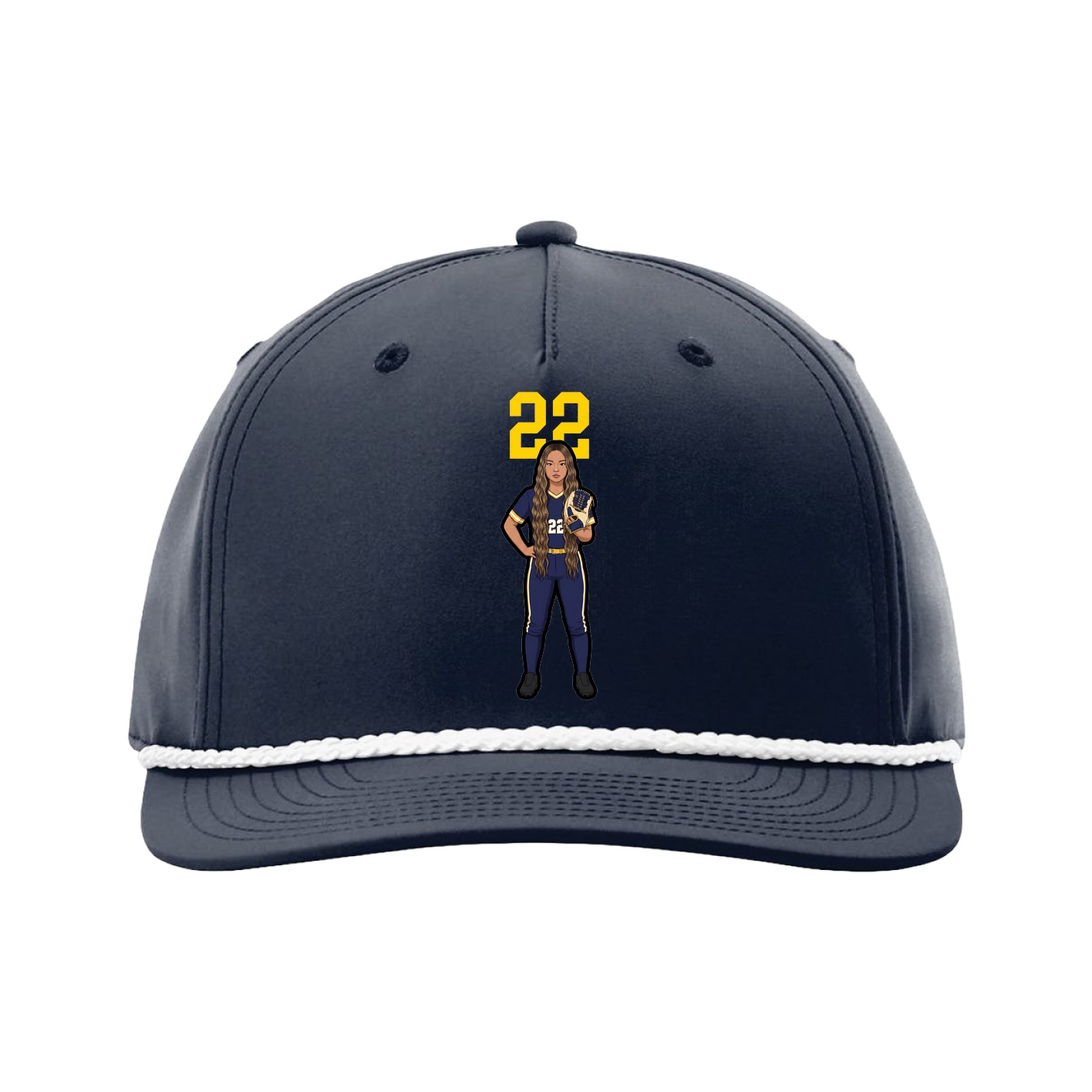Five-Panel Classic Rope Cap — Number Top in Navy