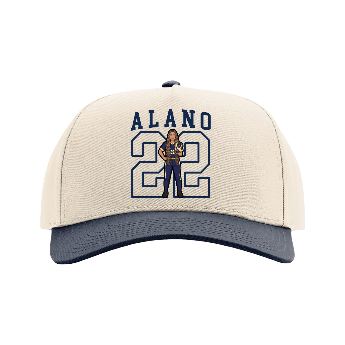 Full Fabric Five-Panel Champ Cap — Shirsey in Cream/Navy