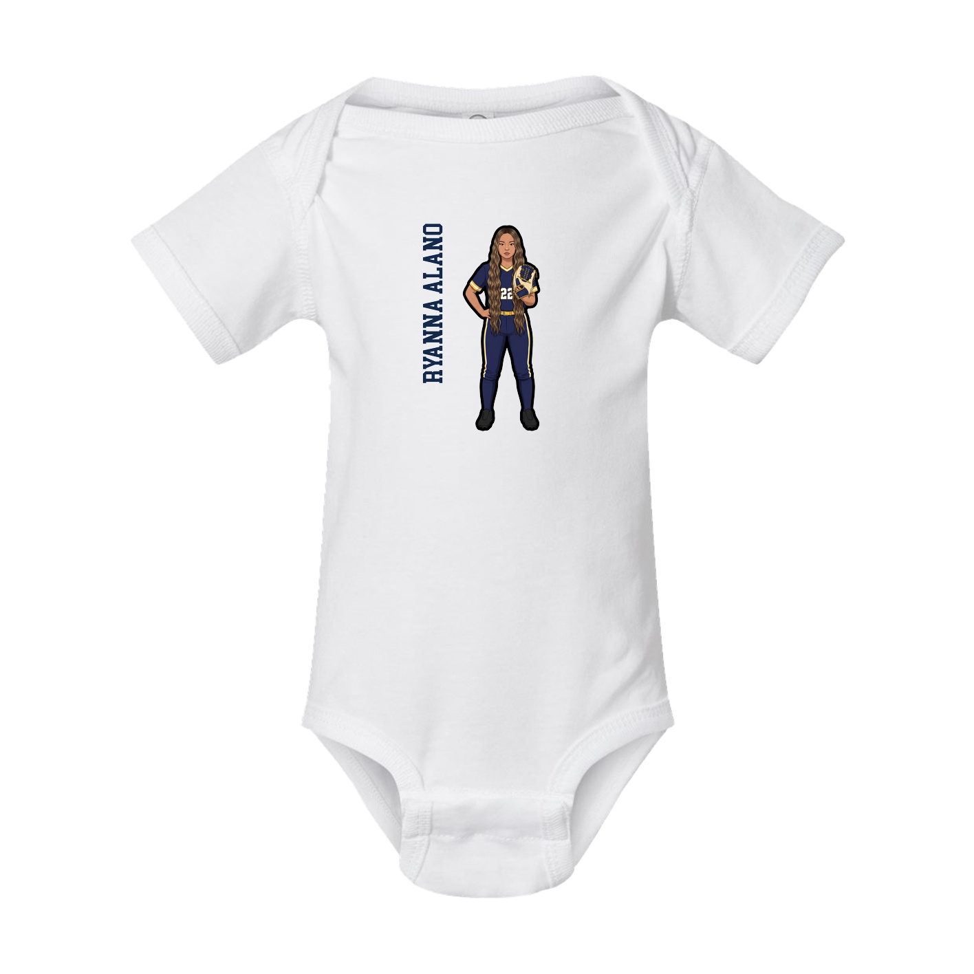 Baby Onesie — Name Vertical in White