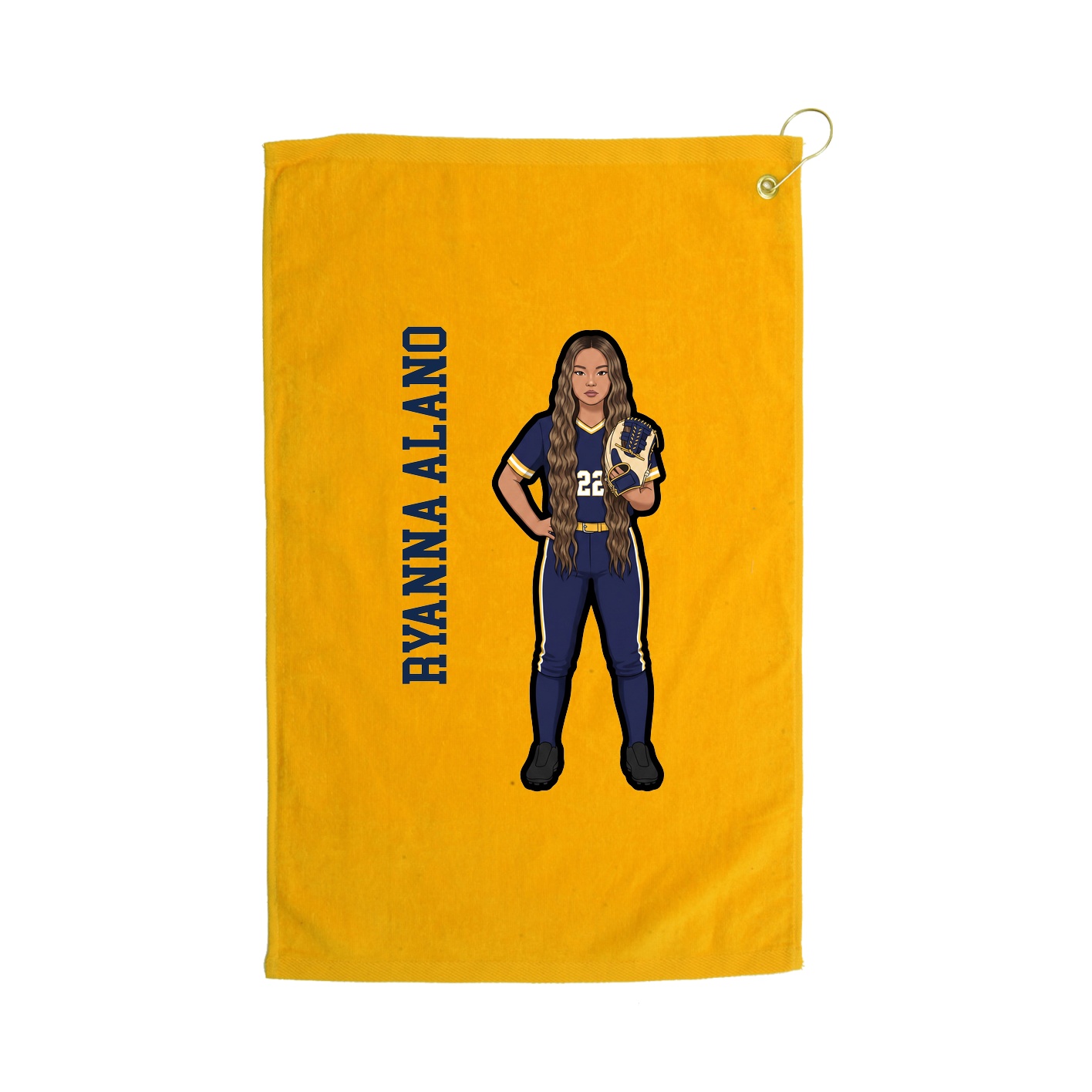 Golf Towel — Name Vertical in Gold