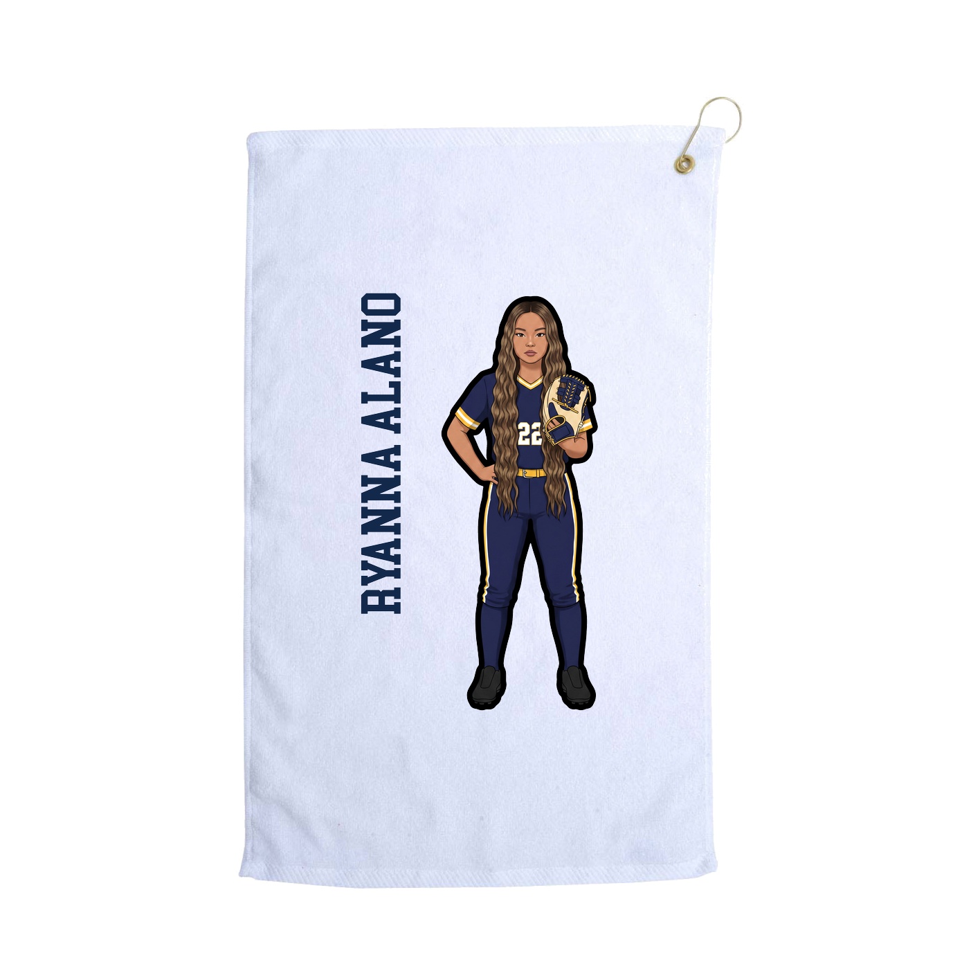 Golf Towel — Name Vertical in White