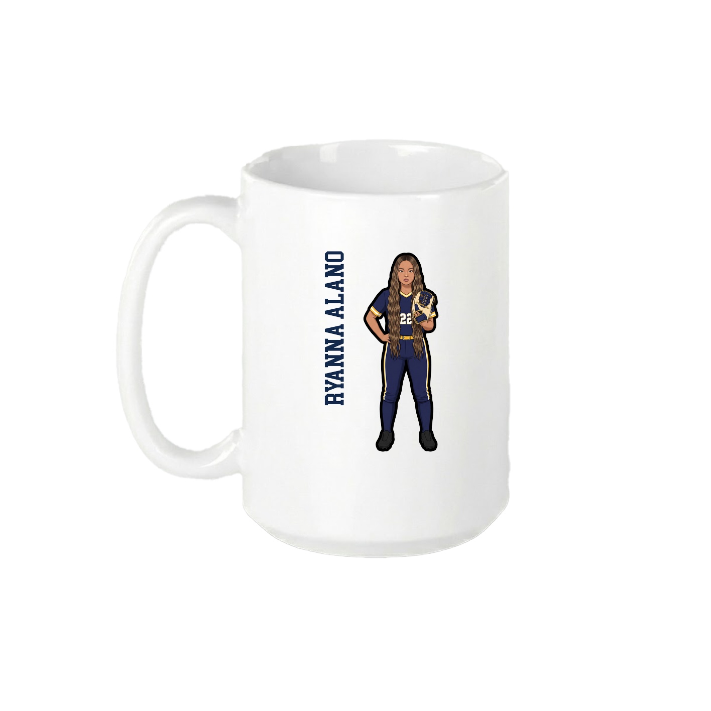 15oz Coffee Mug — Name Vertical in White