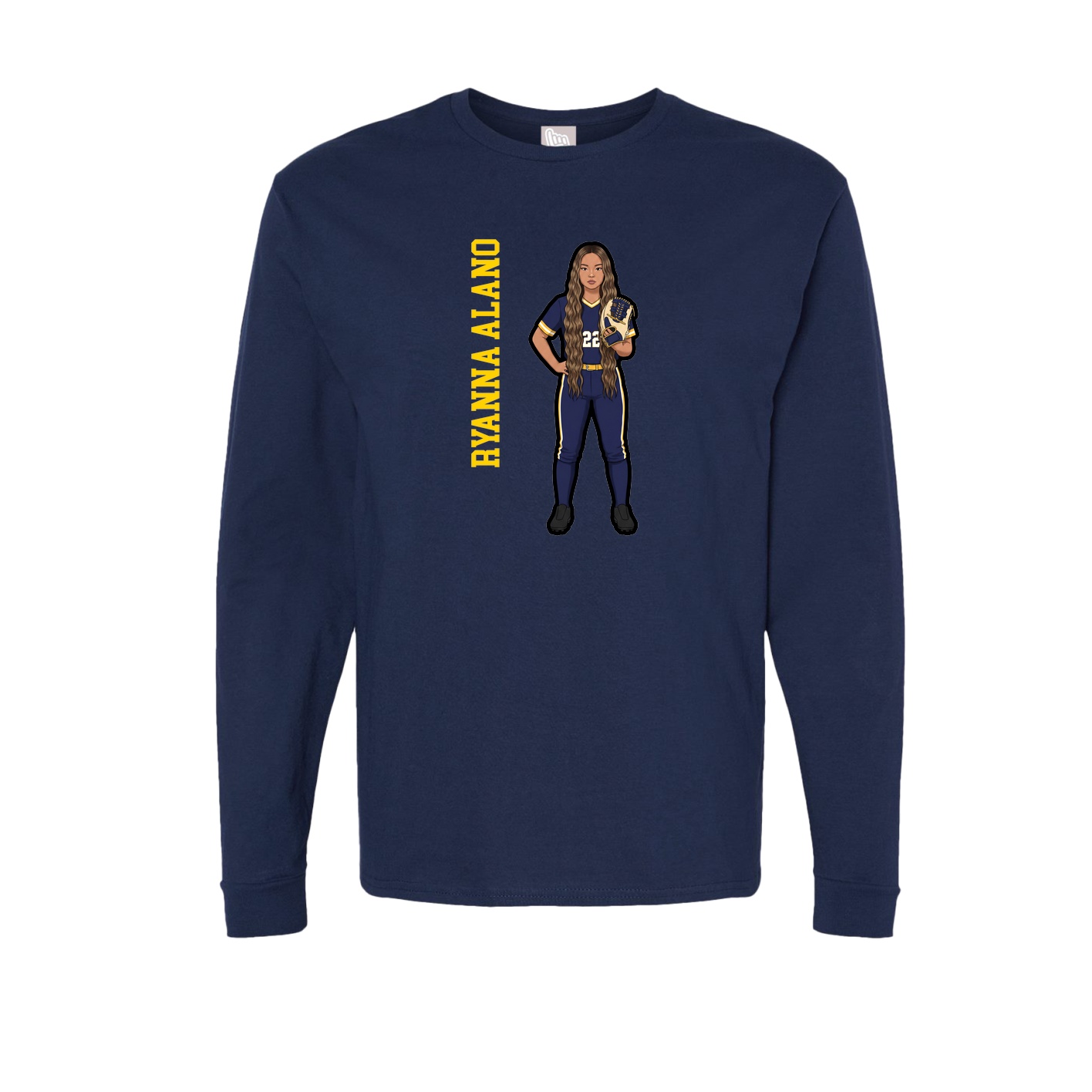 Long Sleeve Tee — Name Vertical in Navy