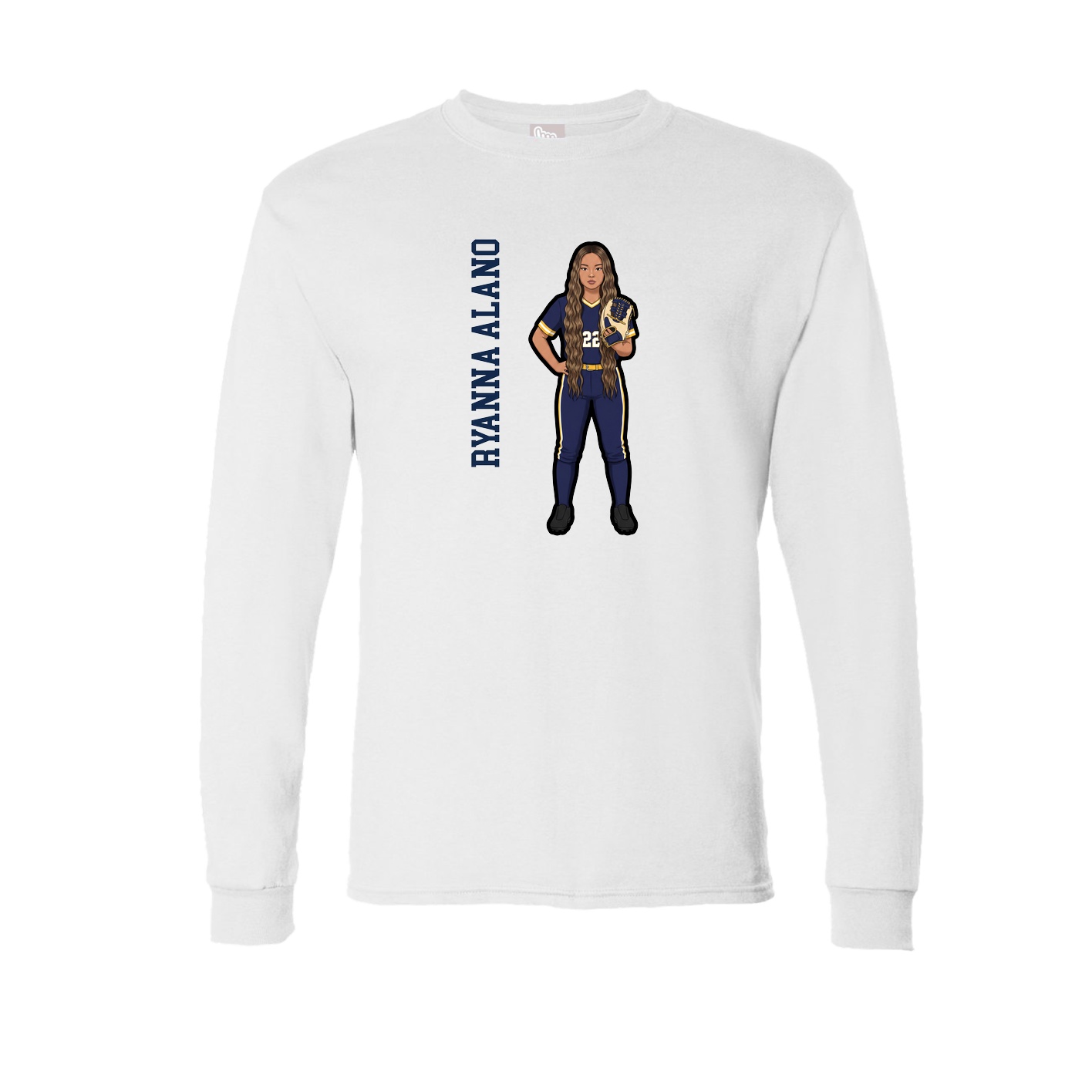 Long Sleeve Tee — Name Vertical in White