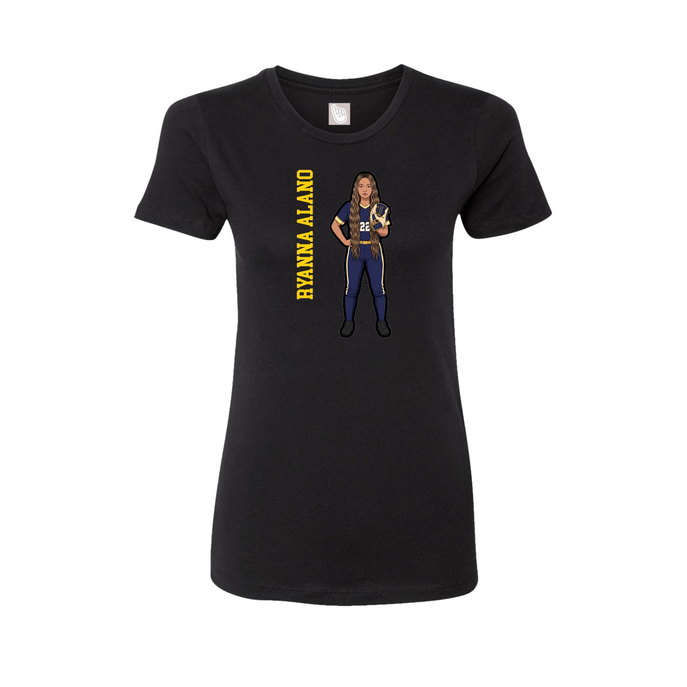 Womens Tee — Name Vertical in Black