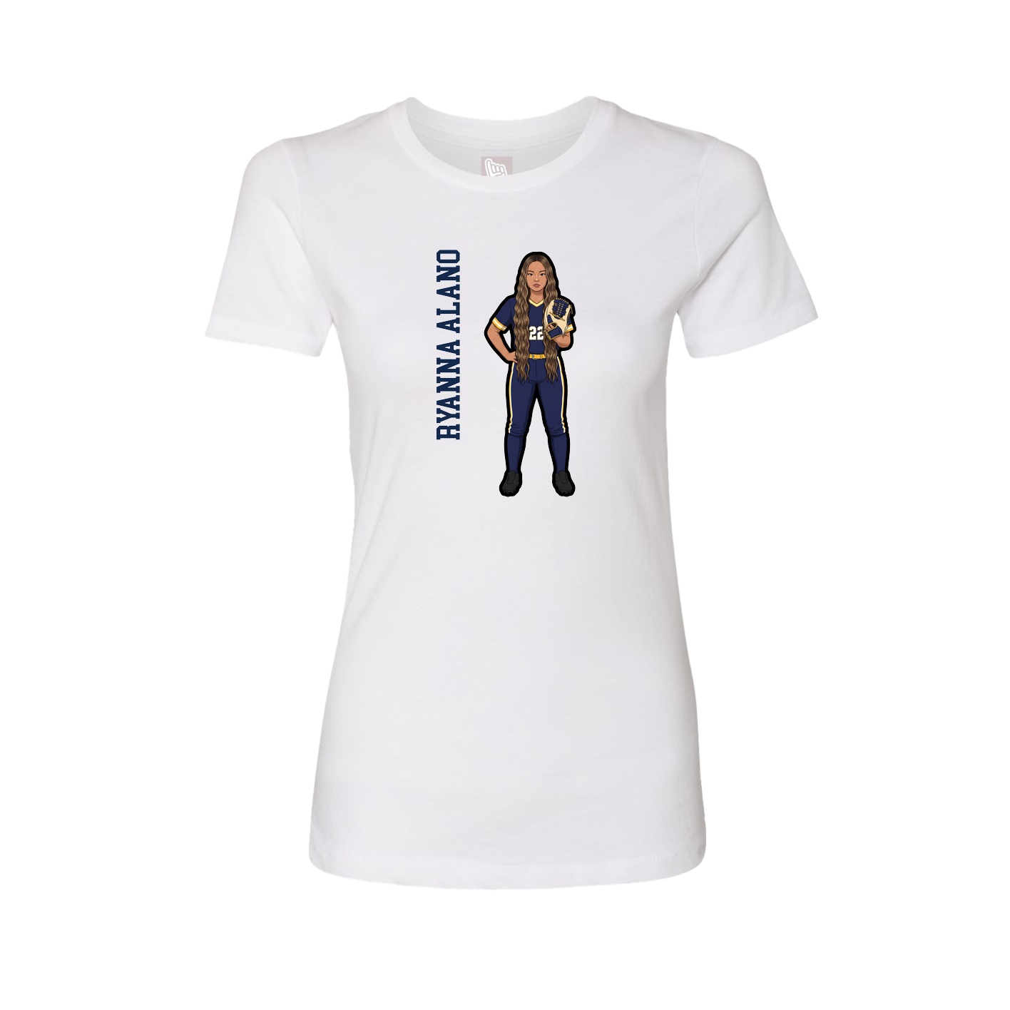 Fitted Women's Tee — Name Vertical in White
