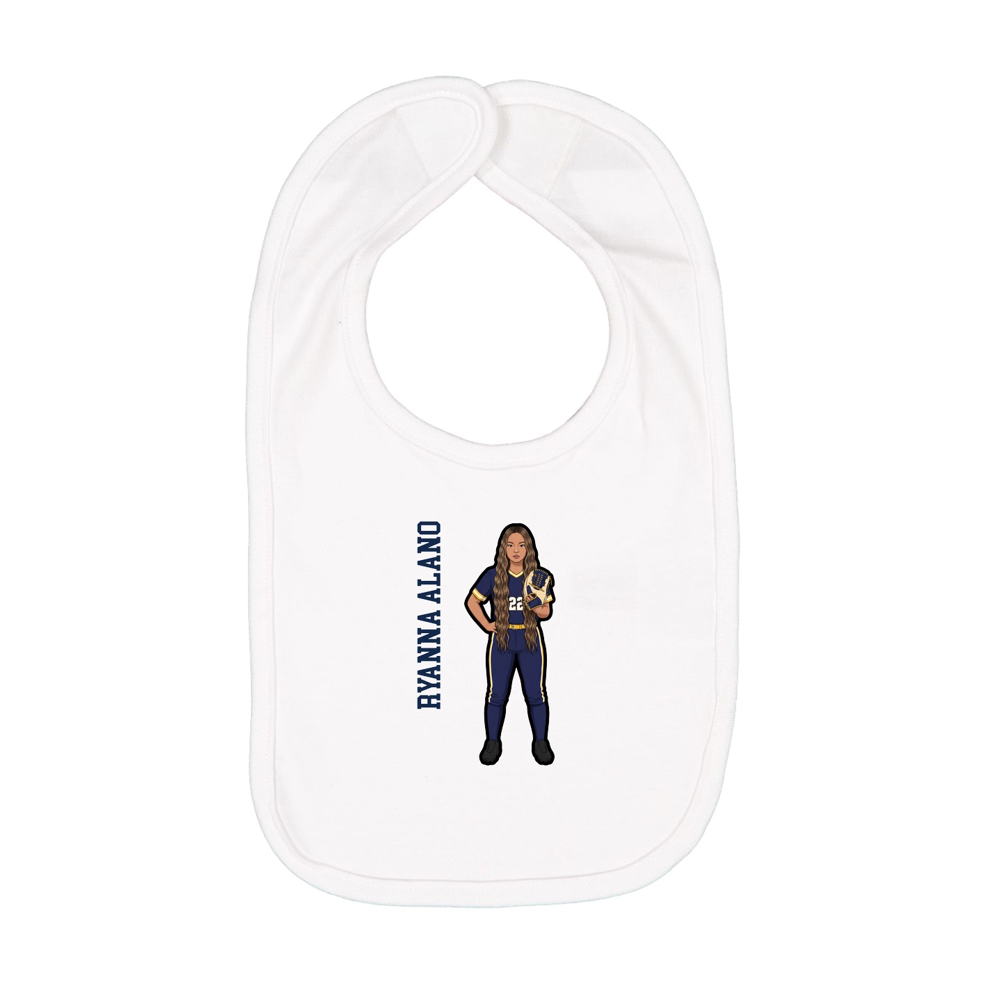 Infant Bib — Name Vertical in White