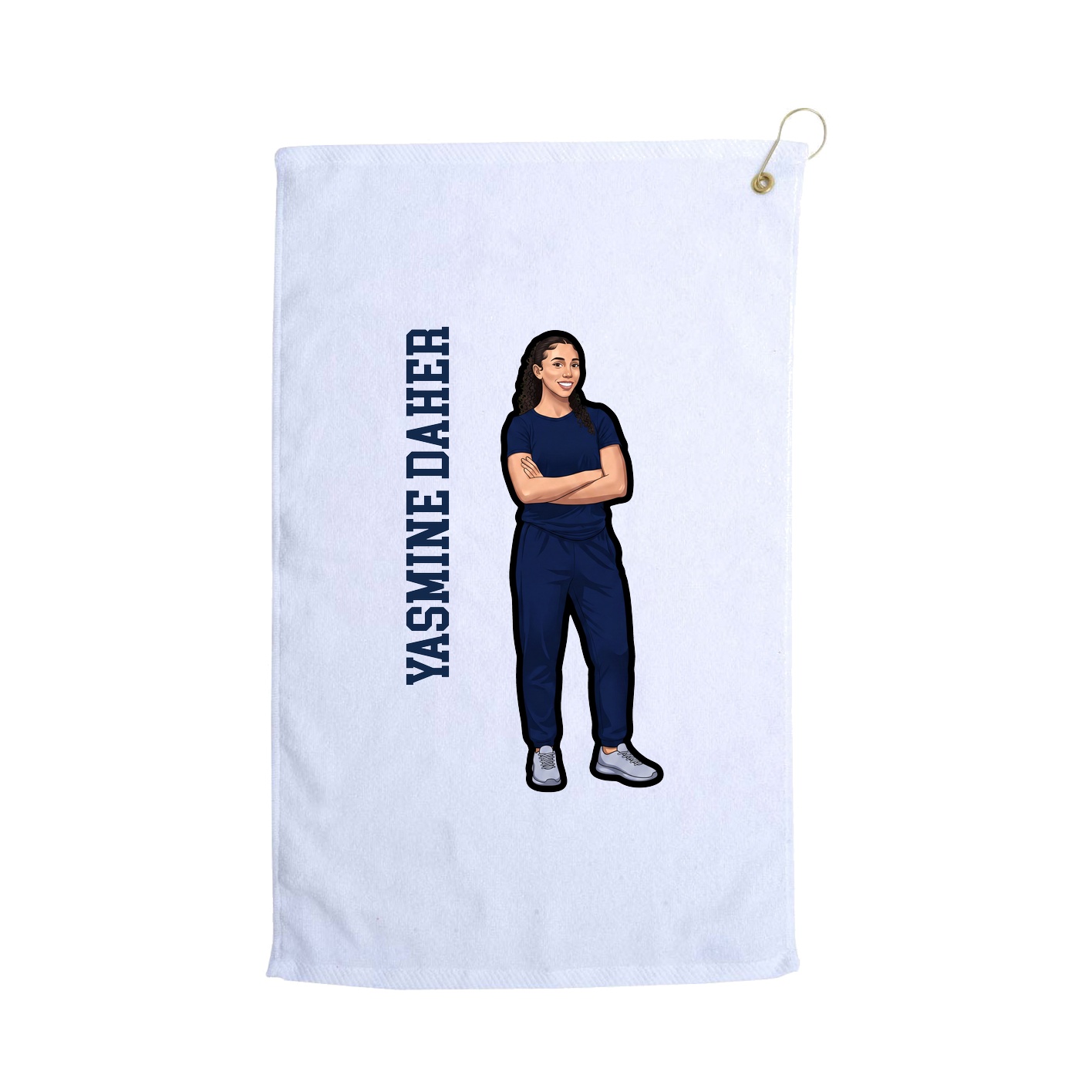 Golf Towel — Name Vertical in White