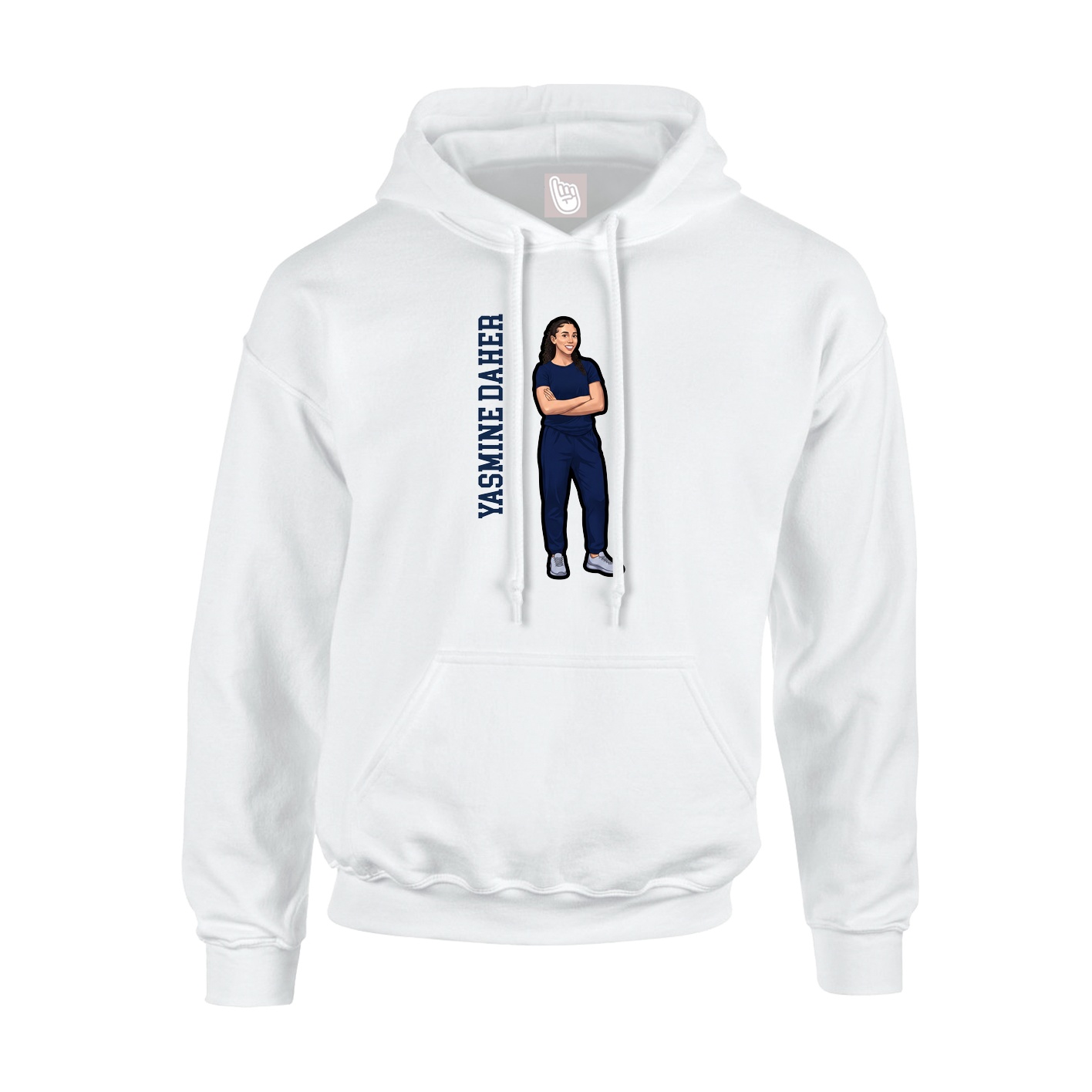 Youth Hoodie — Name Vertical in White