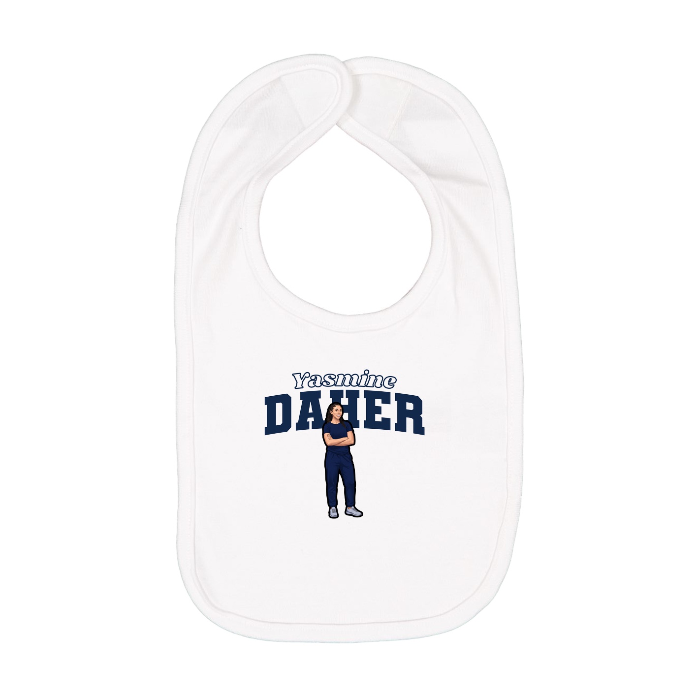 Infant Bib — Name Arch in White