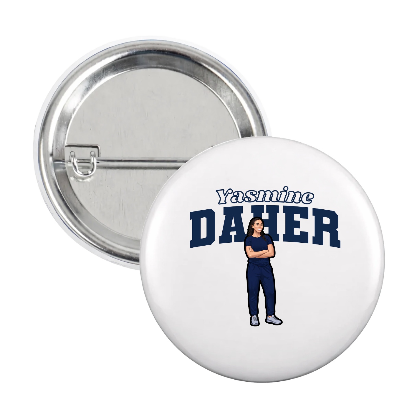 Game Day Button — Name Arch in White