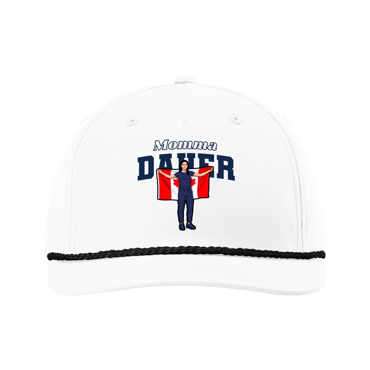 Five-Panel Classic Rope Cap — Mothers Day Block in White