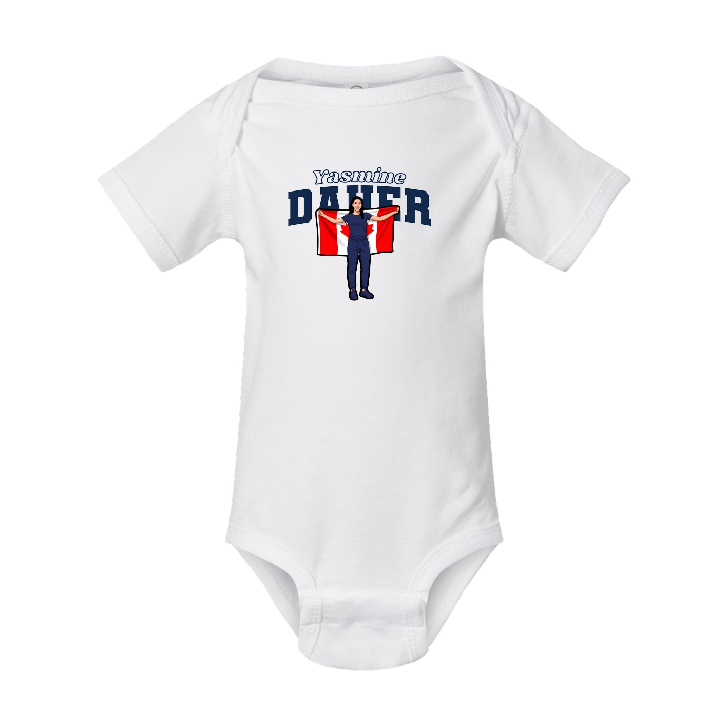 Baby Onesie — Name Arch in White