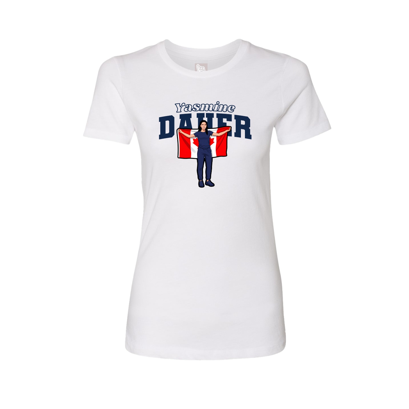 Womens Tee — Name Arch in White