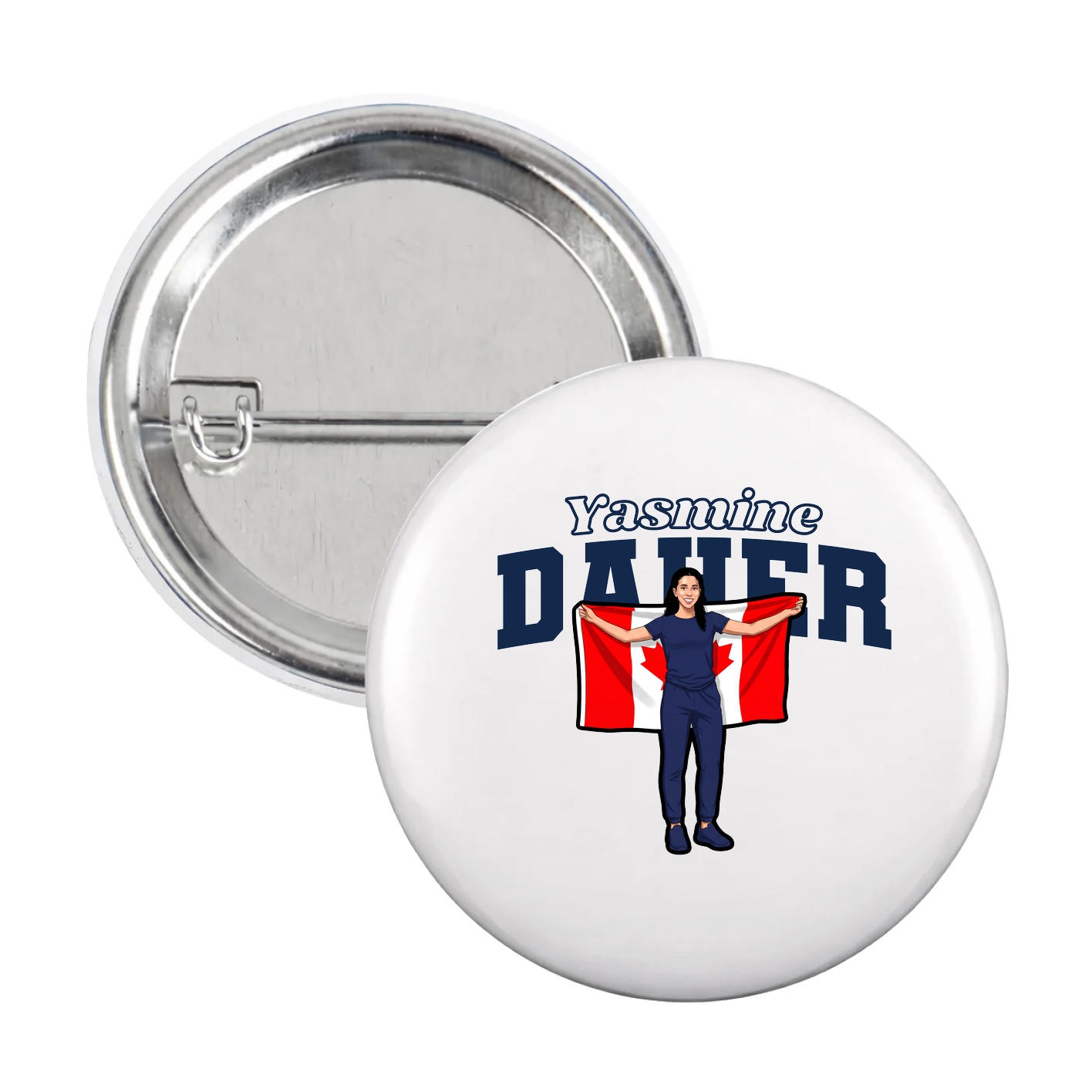 Game Day Button — Name Arch in White