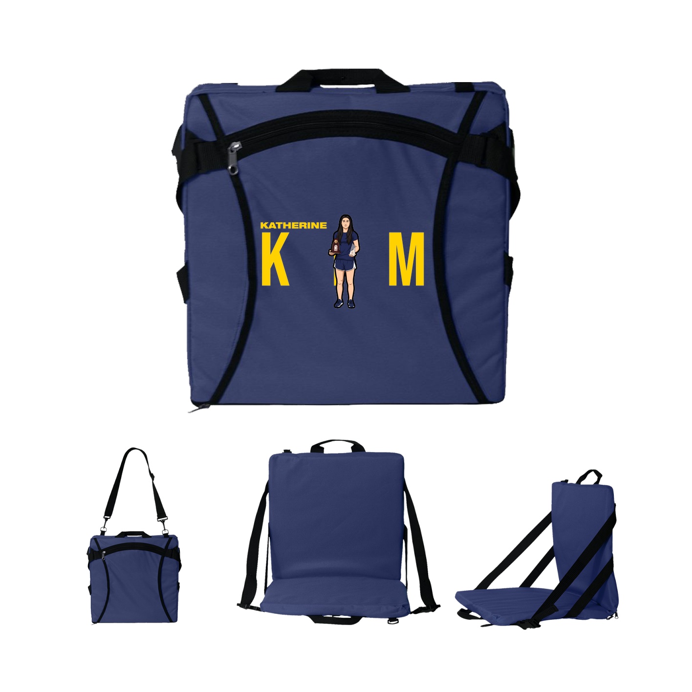 Folding Stadium Seat — Player Name in Navy