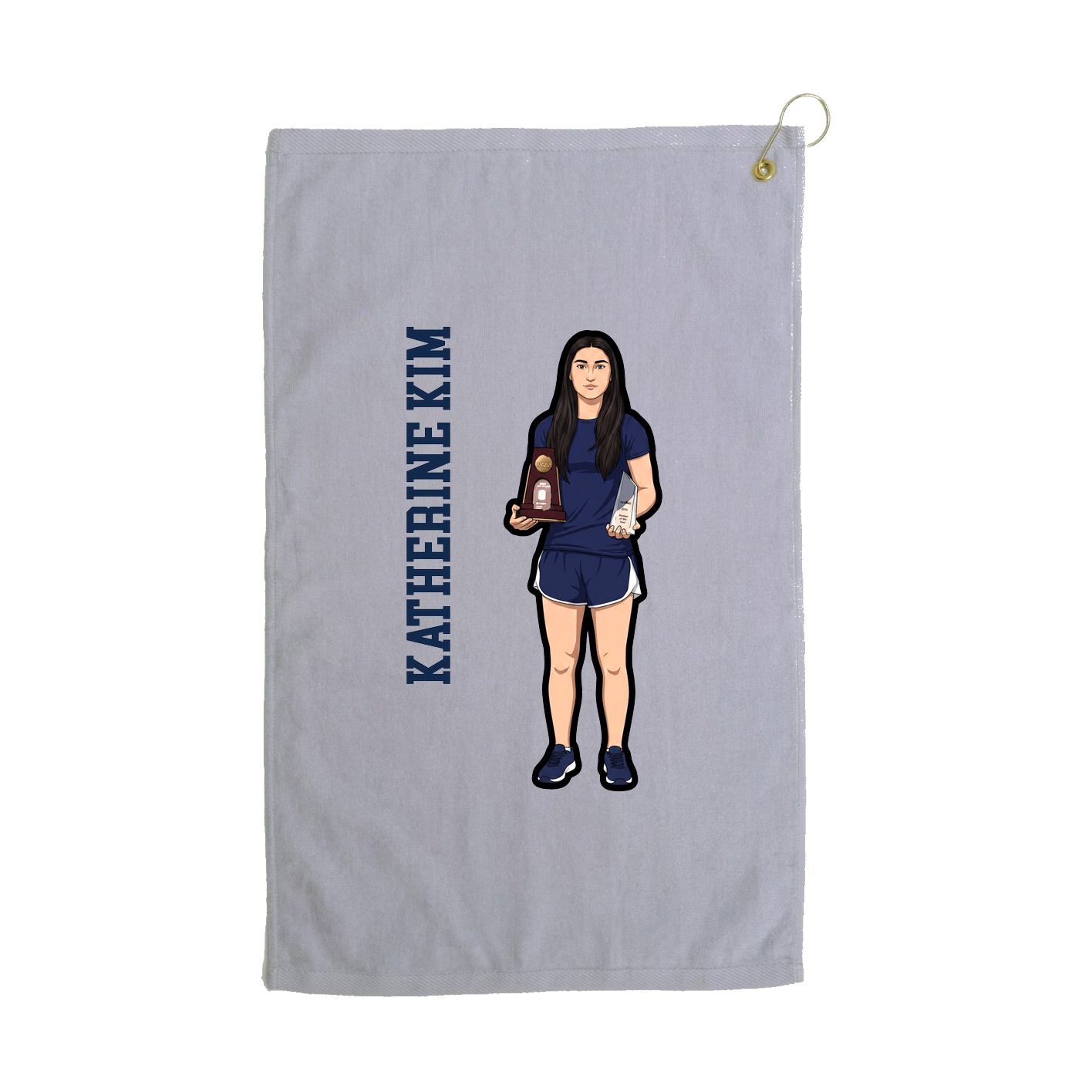 Golf Towel — Name Vertical in Grey