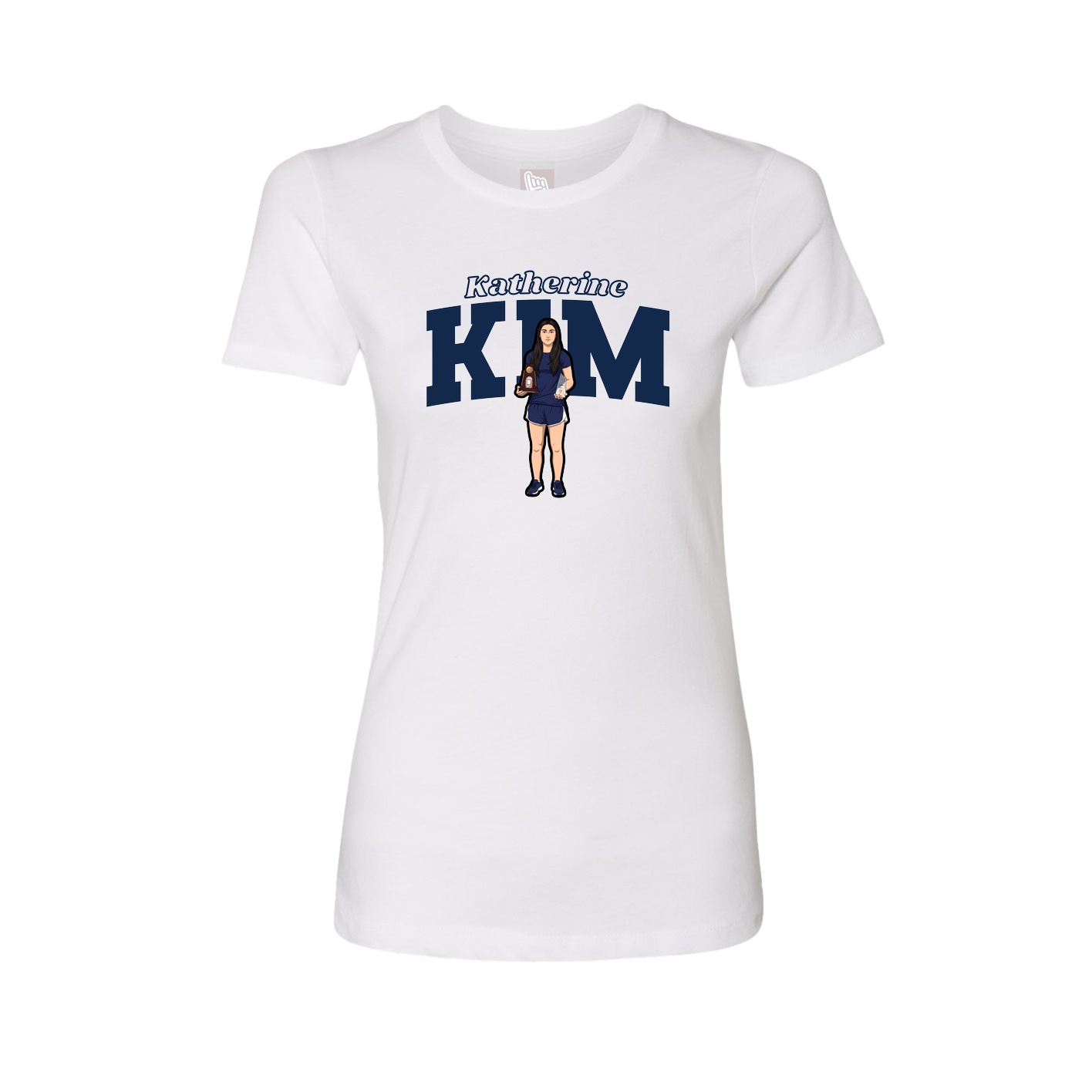 Fitted Women's Tee — Name Arch in White