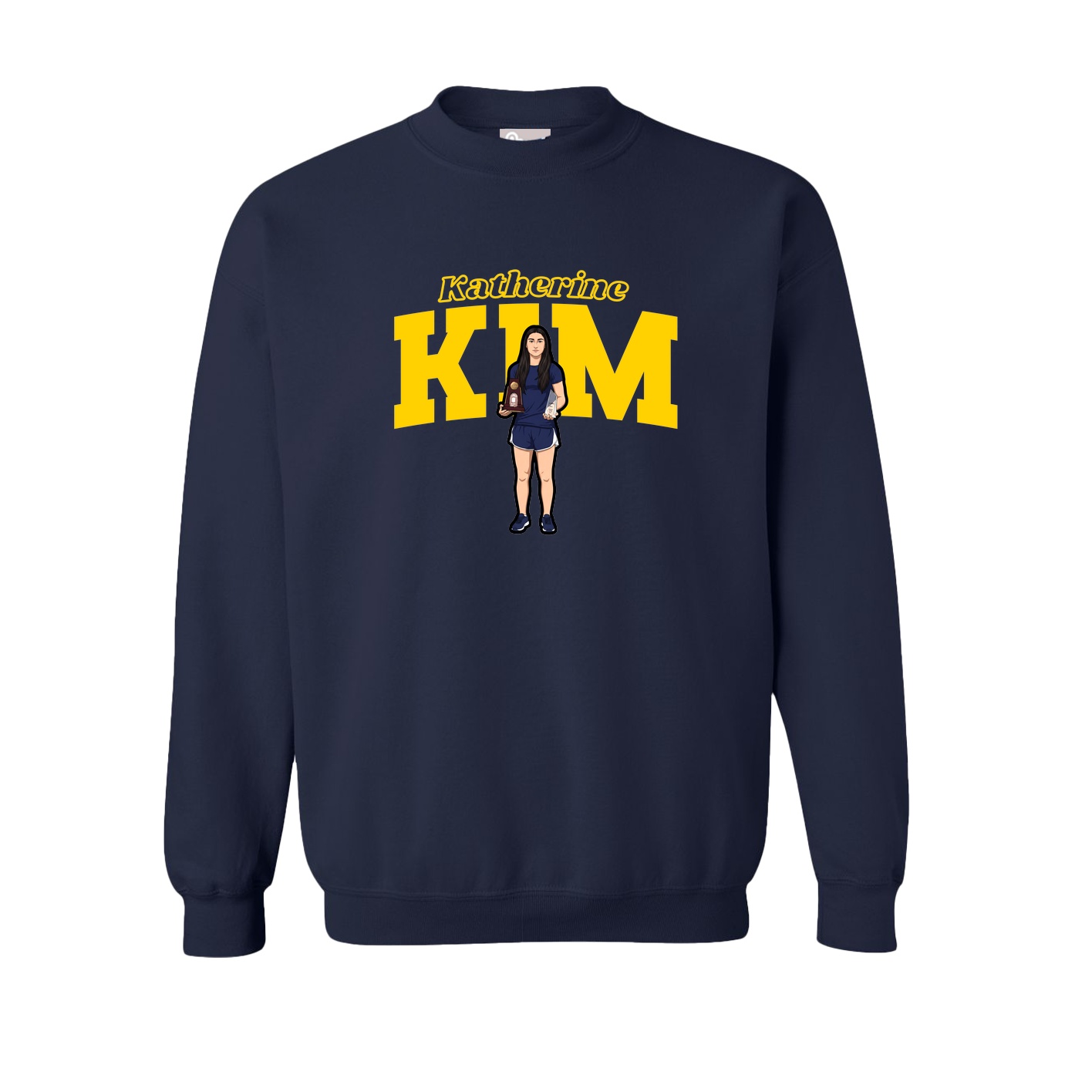Fleece Crew — Name Arch in Navy