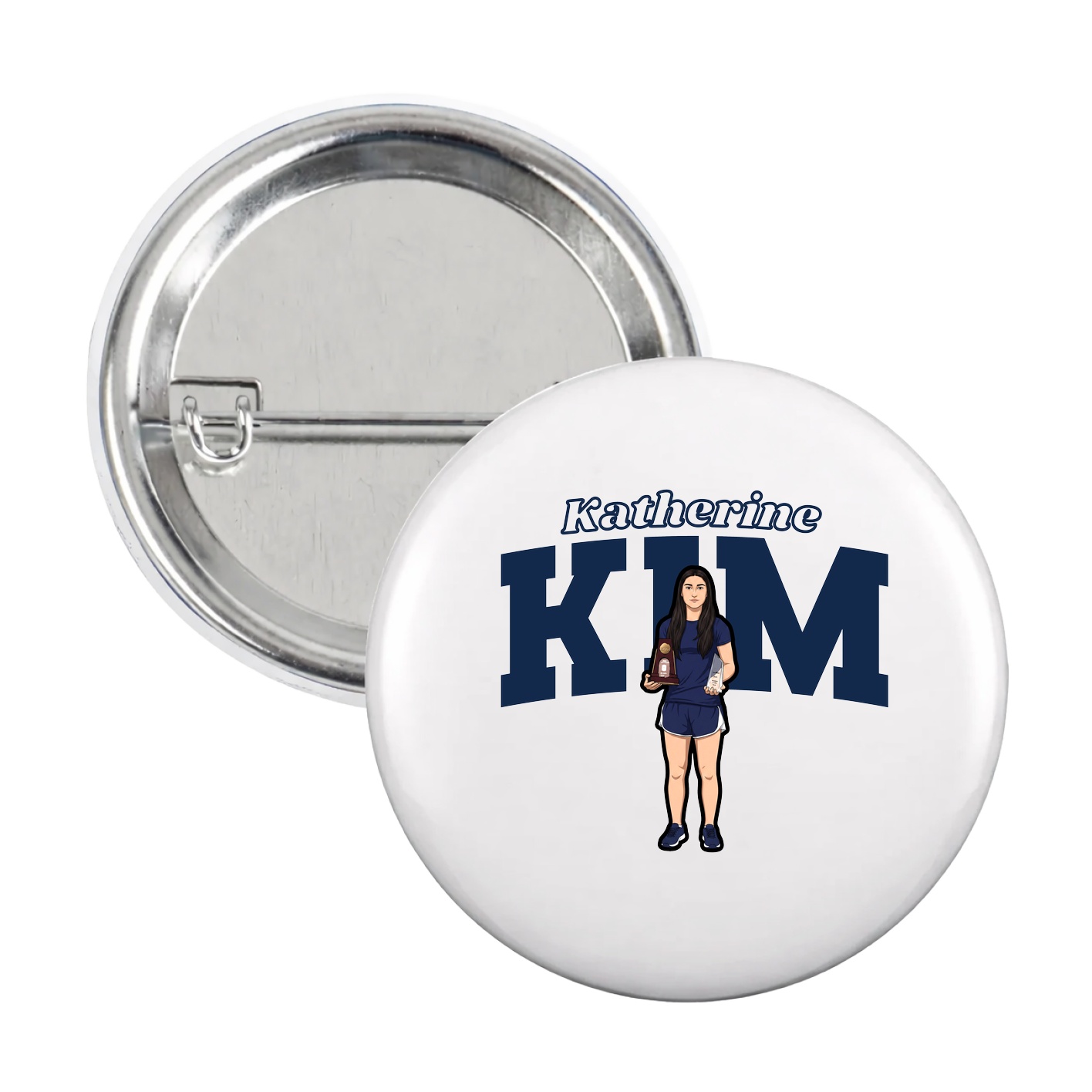 Game Day Button — Name Arch in White