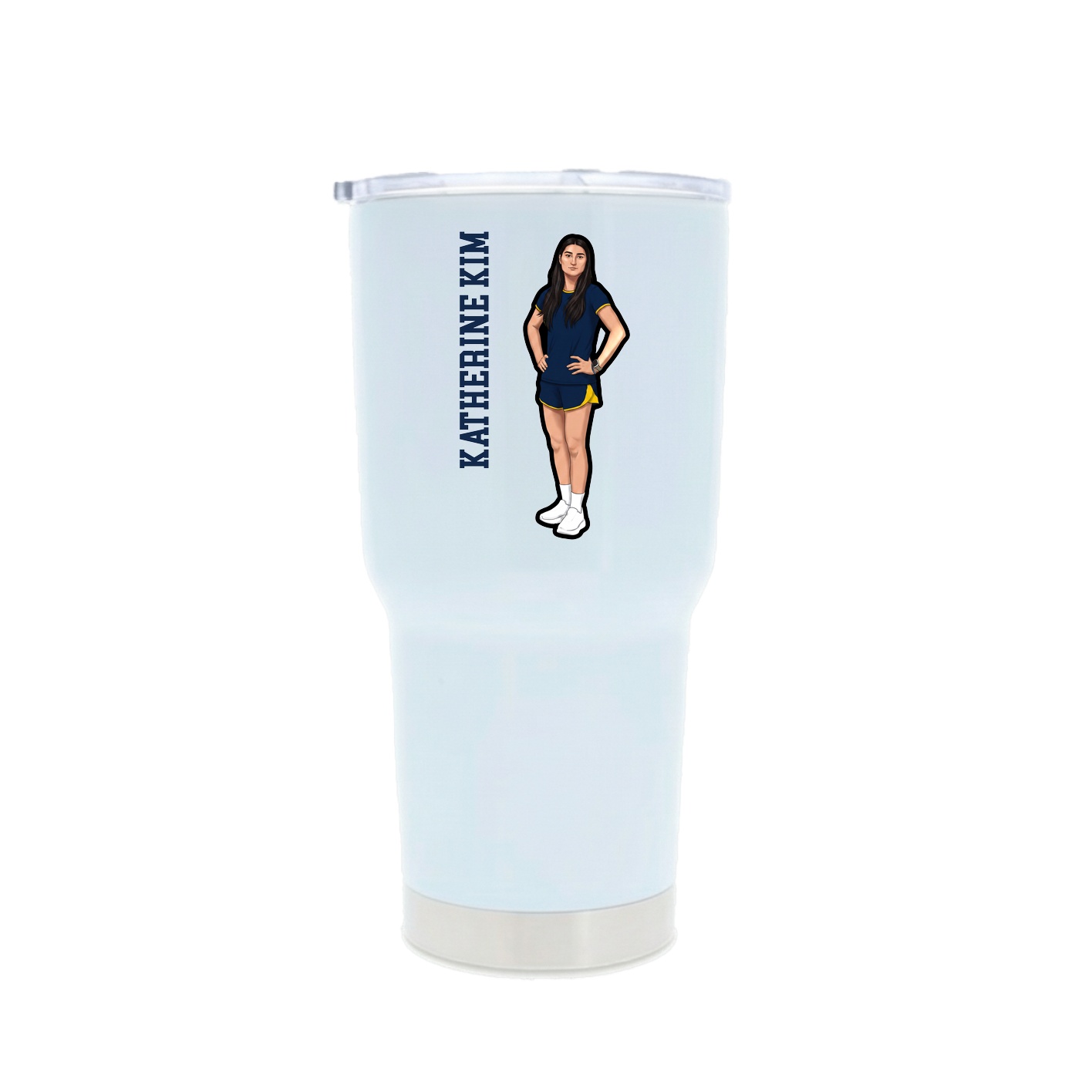 30oz Stainless Steel Tumbler — Name Vertical in White