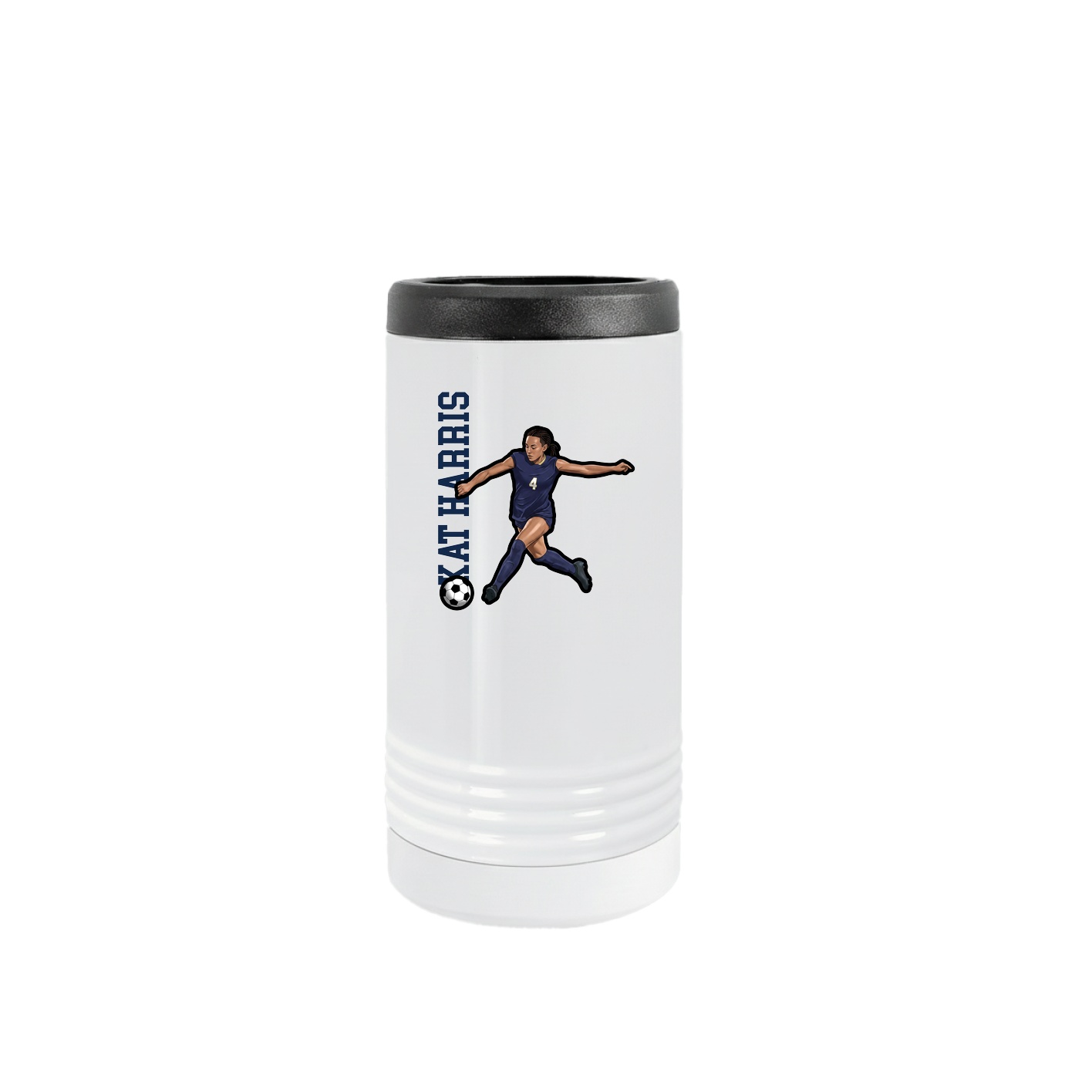 Slim Beverage Holder — Name Vertical in White