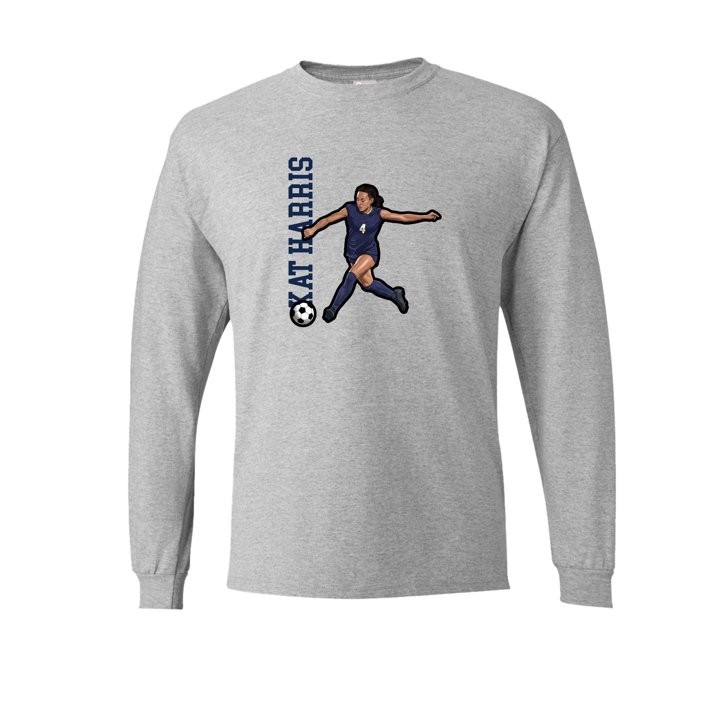 Long Sleeve Tee — Name Vertical in Grey