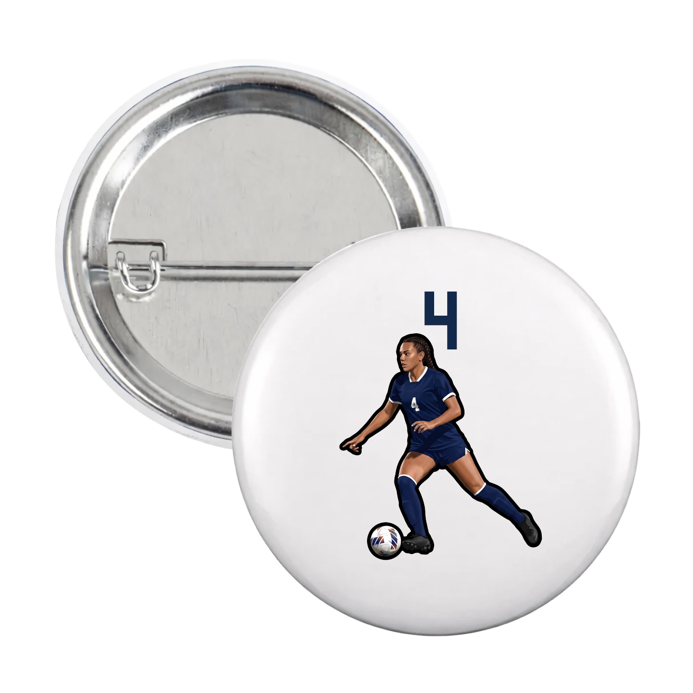 Game Day Button — Number Top in White