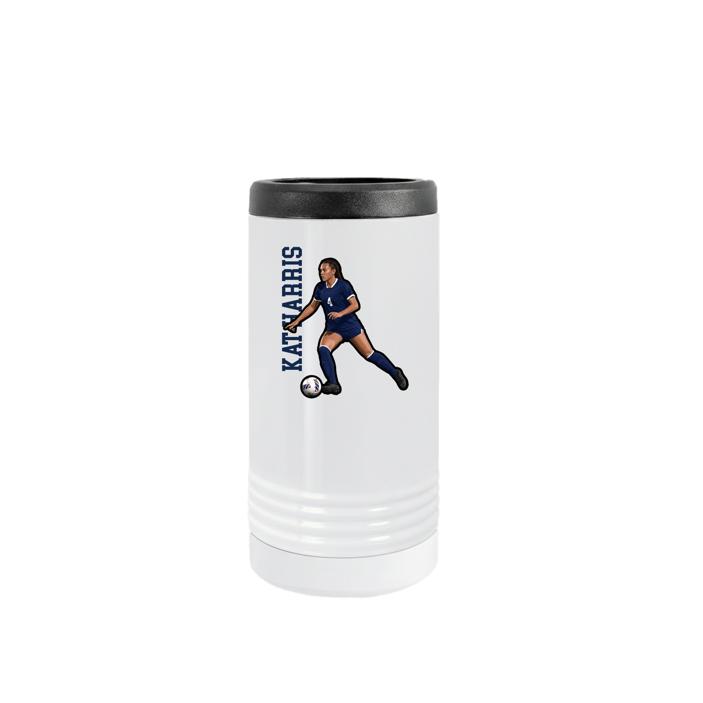 Slim Beverage Holder — Name Vertical in White