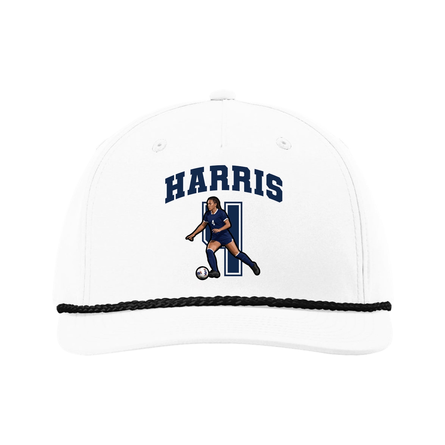 Five-Panel Classic Rope Cap — Number in White